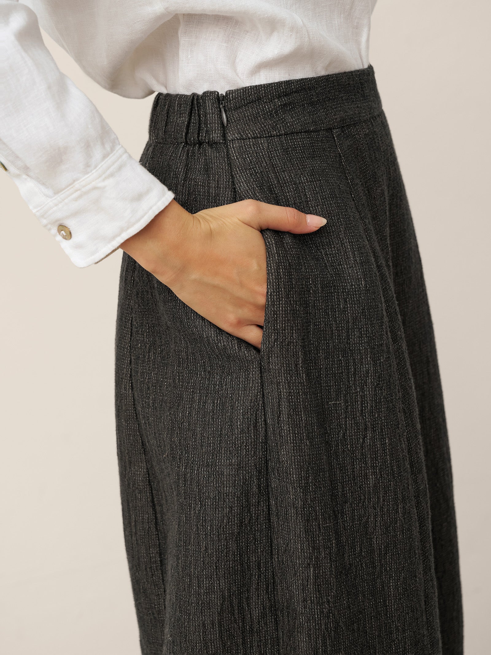 Linen Cocoon-Shaped Elastic Waist Skirt RHIANNON