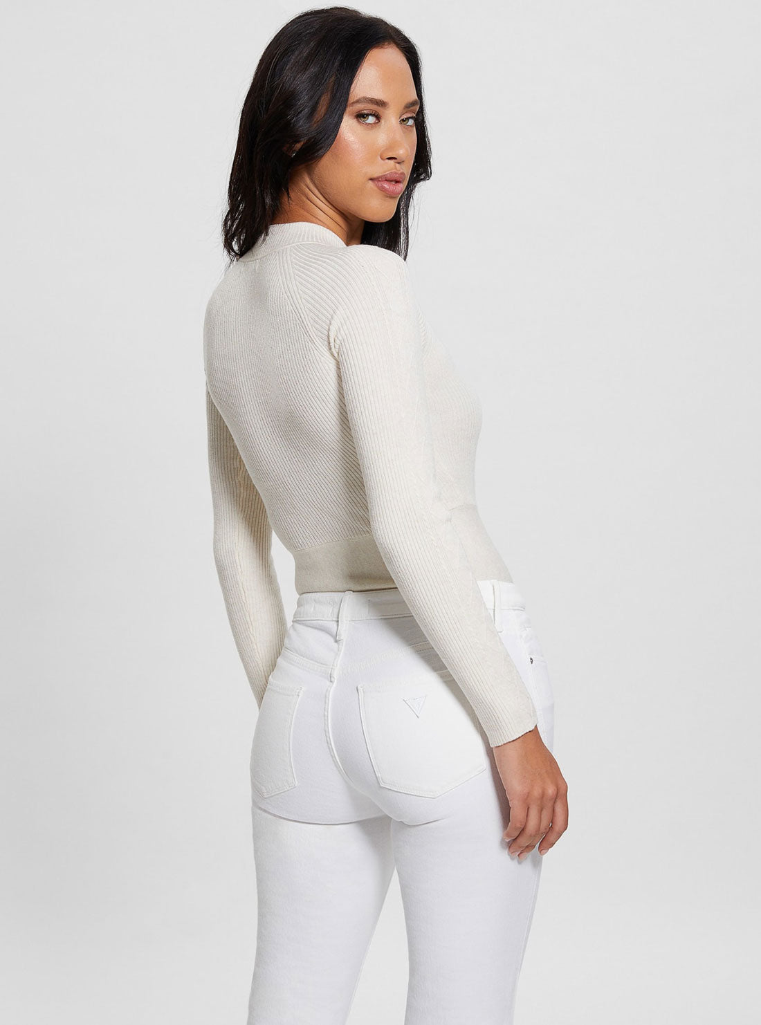 White Melodie Long Sleeve Knit Top