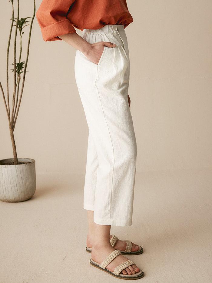 Linen Tailored Cropped Trousers CECILIA