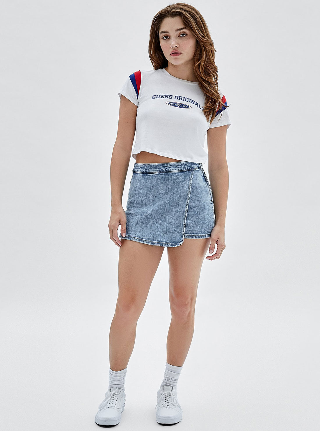 Guess Originals White Natashia Crop Baby T-Shirt