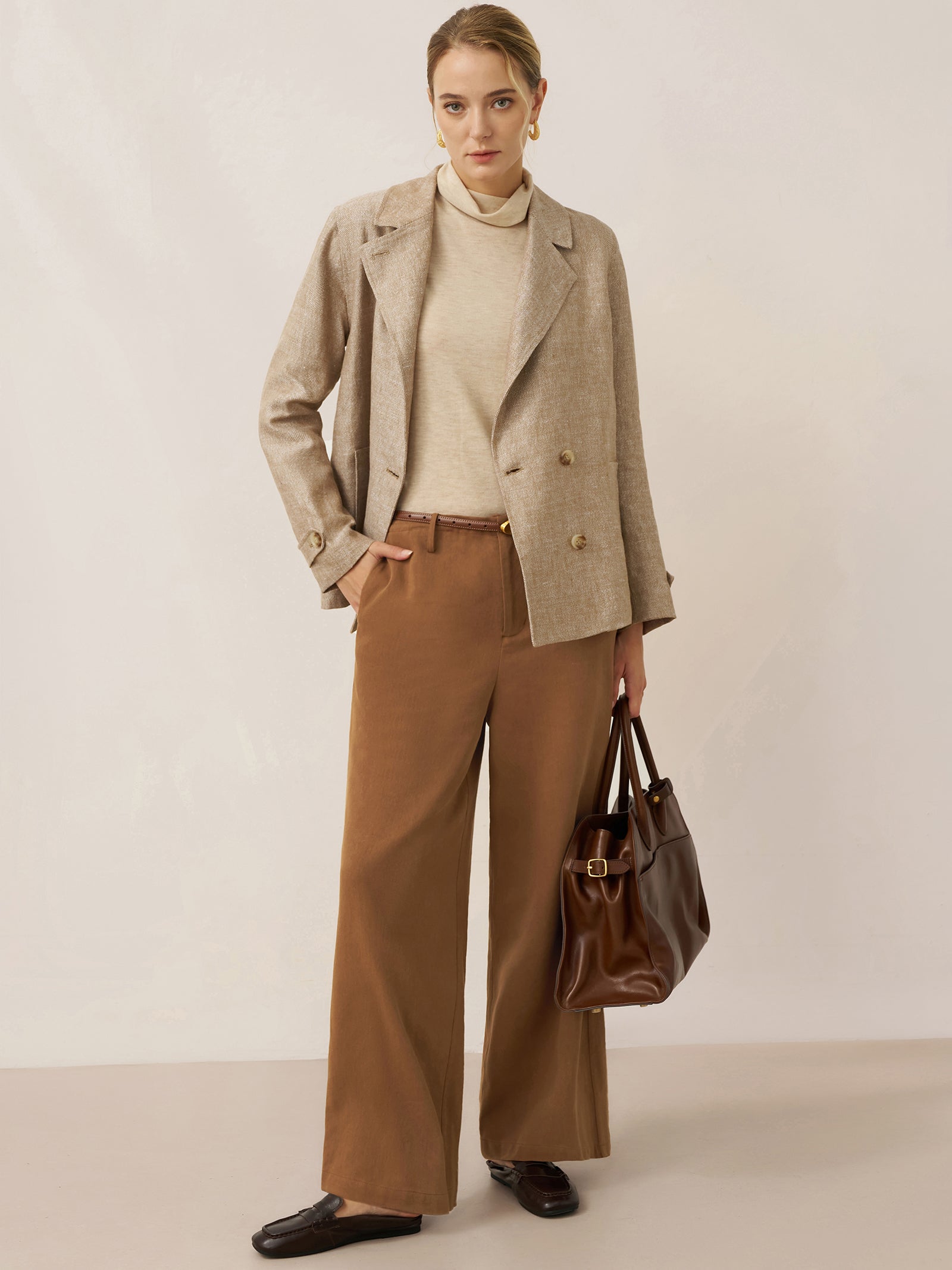 Tencel Linen Drawstring Straight Leg Pants RACHEL