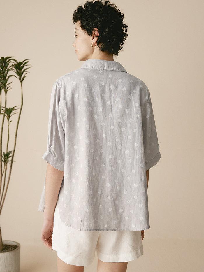 Linen Polka Dots Oversized Linen Shirt CANDICE