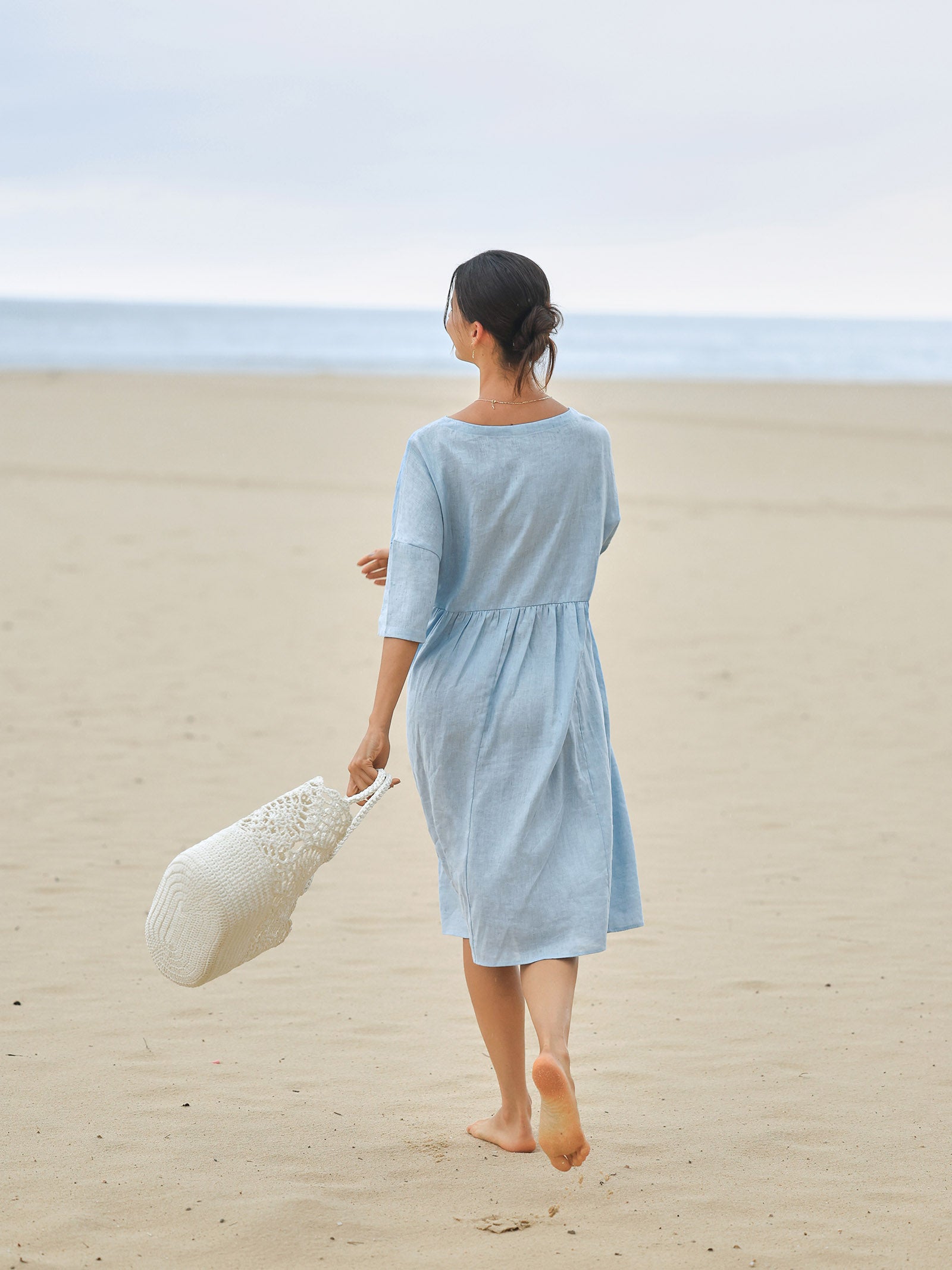 100% Linen A-Line Midi Dress VALENCIA