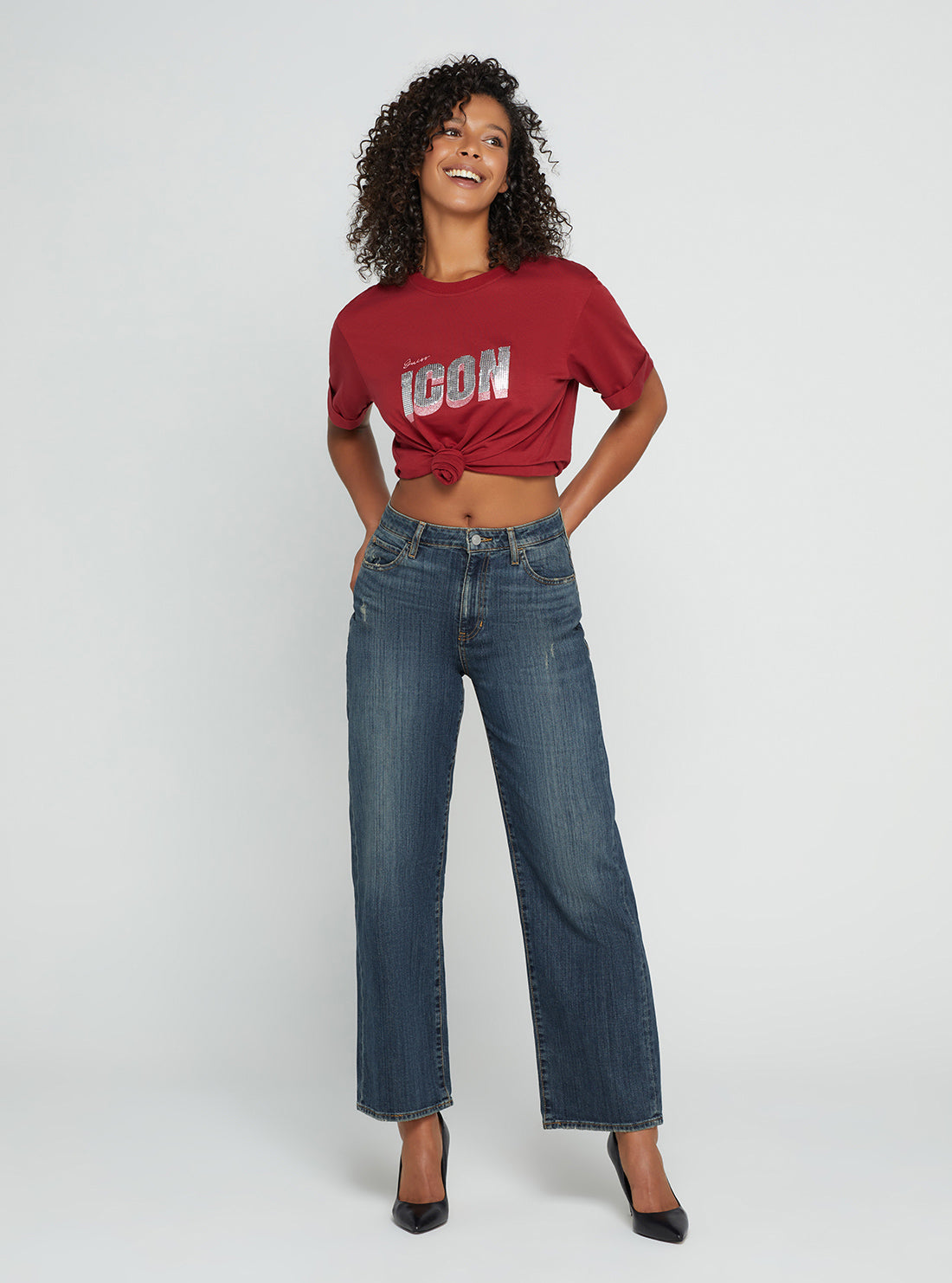 Eco High-Rise 90s Boyfriend Denim Jeans In Waterton Blue Wash