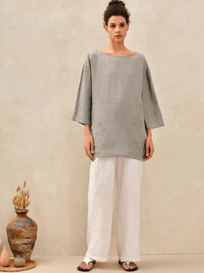 100% Linen Loose Long Shirt LILY