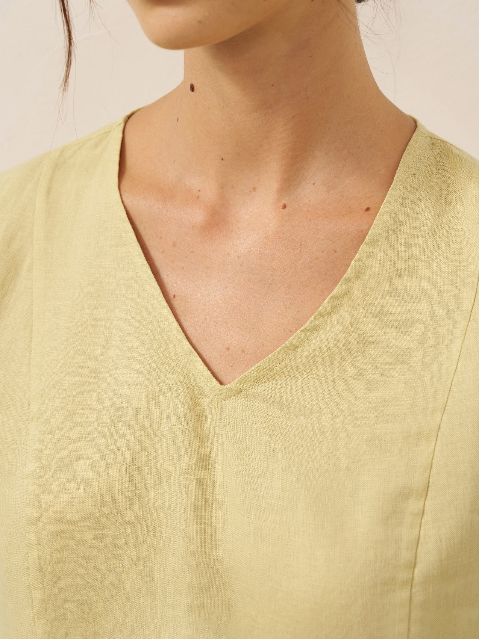 100% Linen Asymmetric Hem Long Top ISLA
