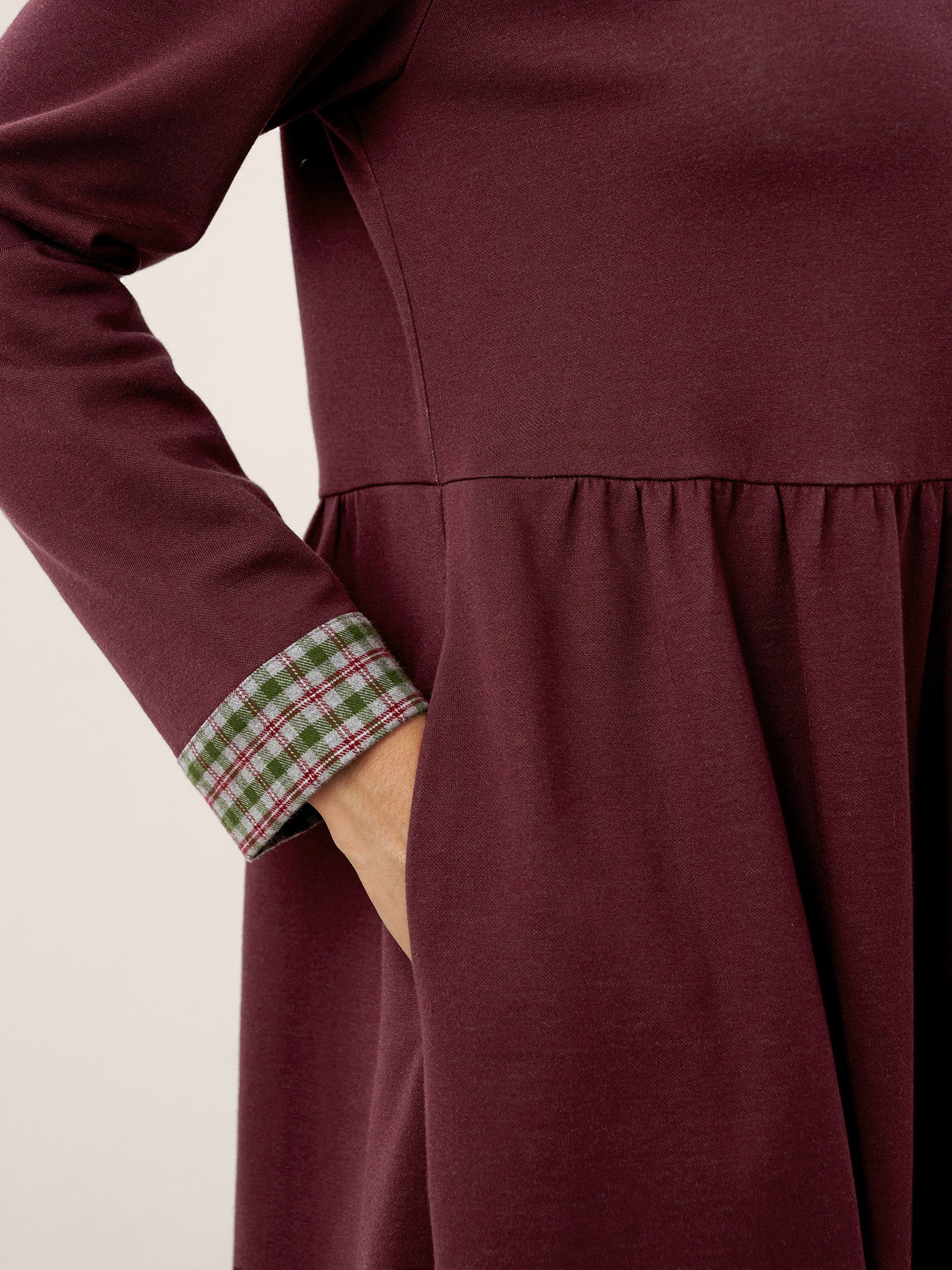 Cotton Patchwork Cuff Crew Neck Casual Maxi Dress SCARLETT