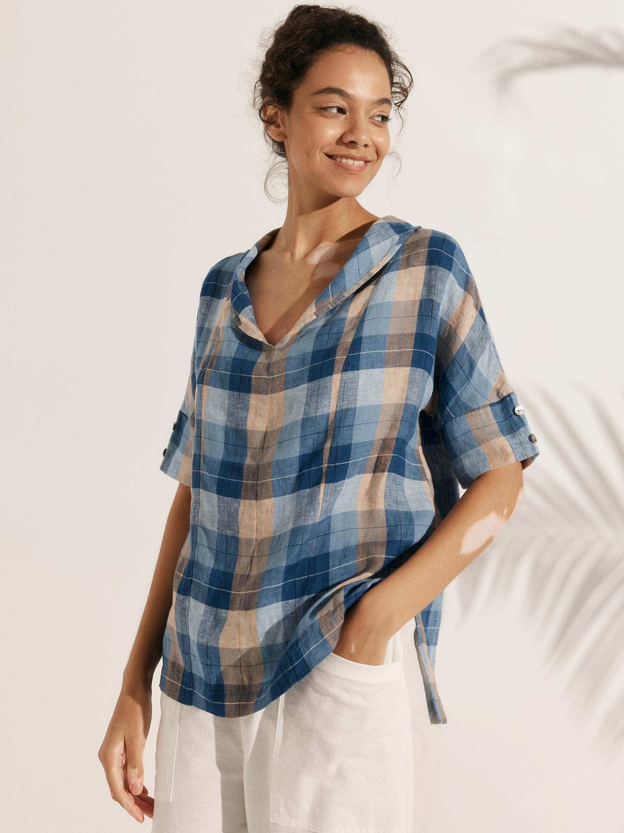 100% Linen V-Neck Short Sleeve Shirt SIERRA