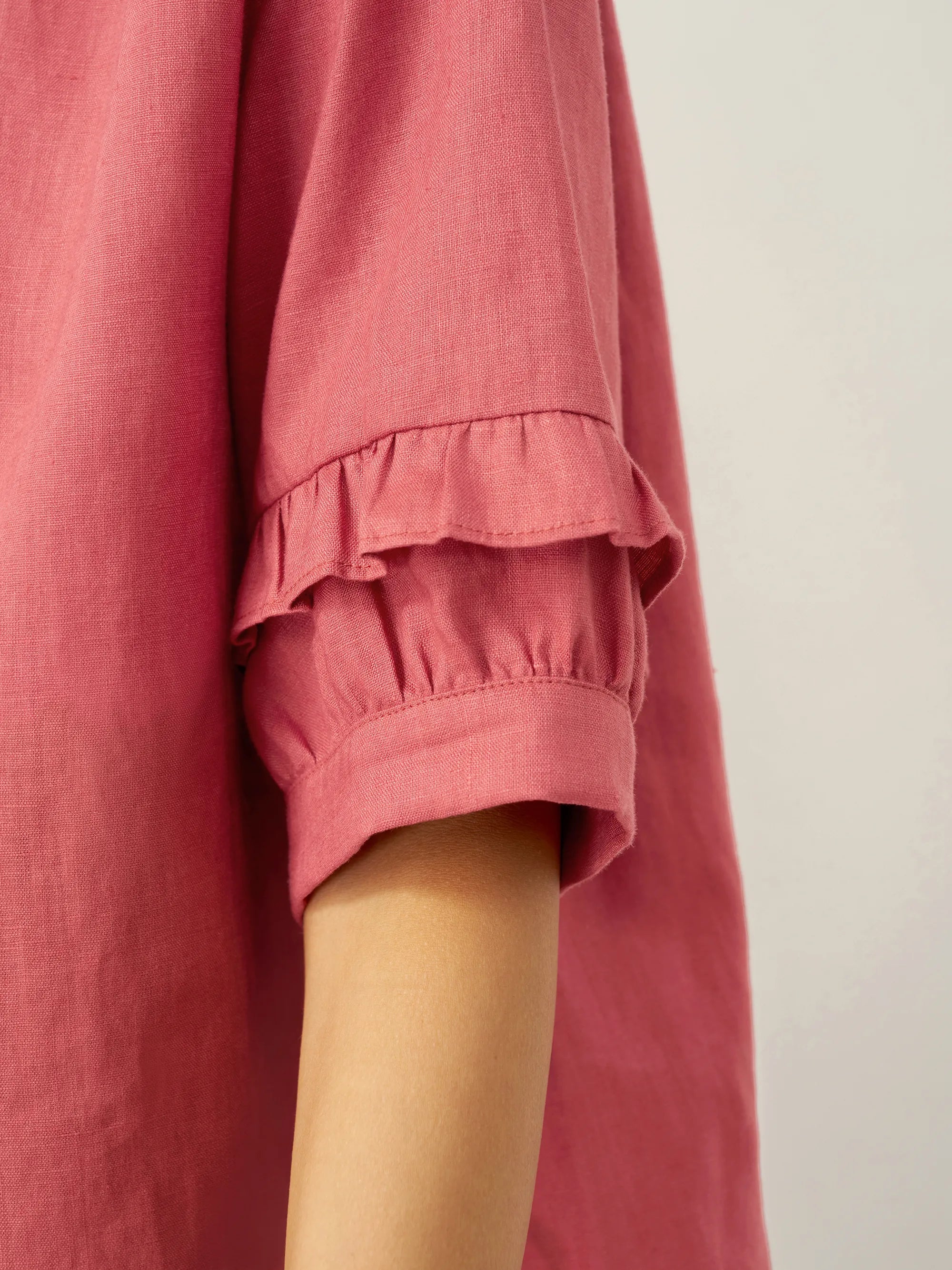 100% Linen Flutter Sleeve Drawstring Top ZOEY