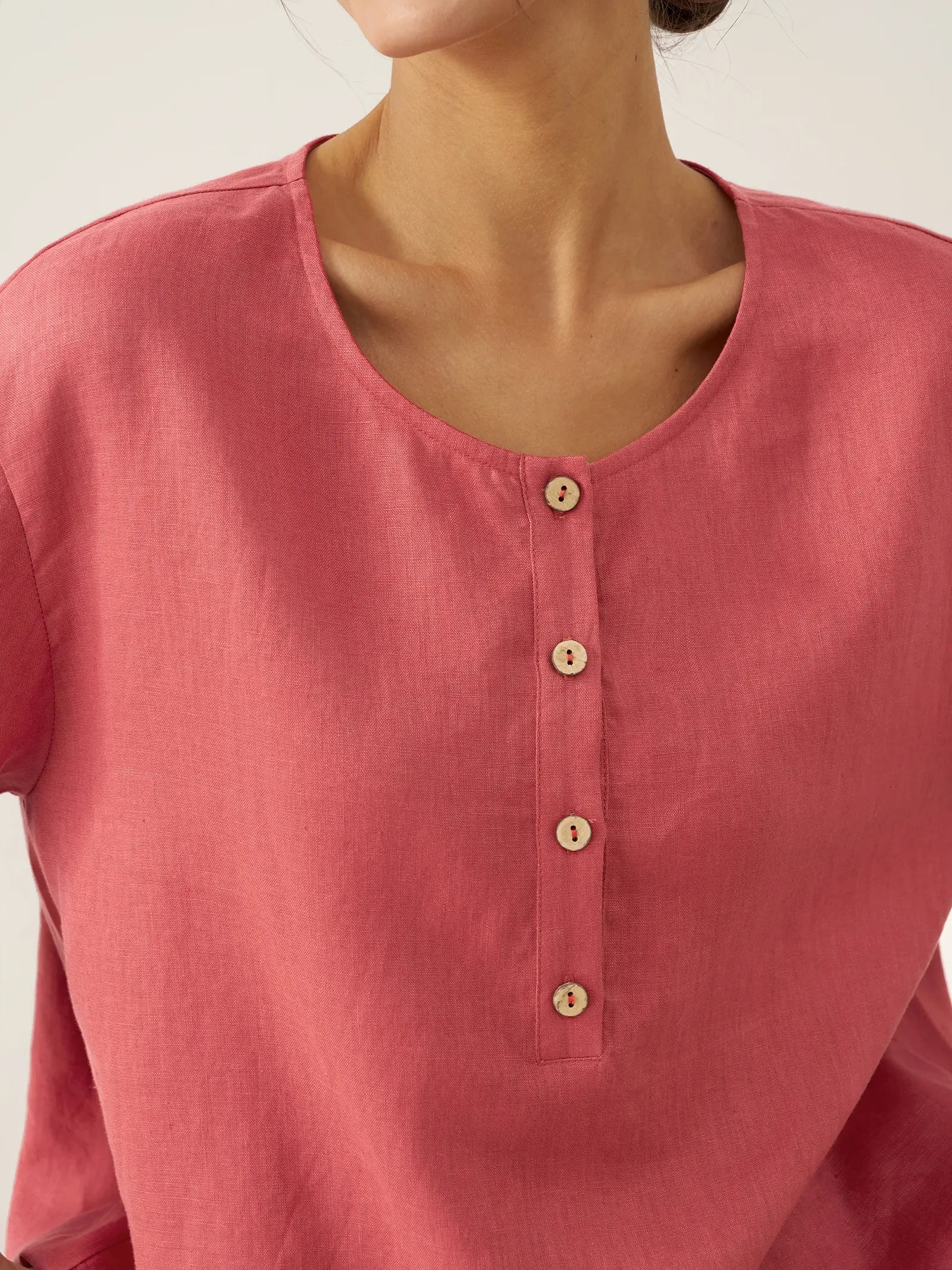 100% Linen Flutter Sleeve Drawstring Top ZOEY