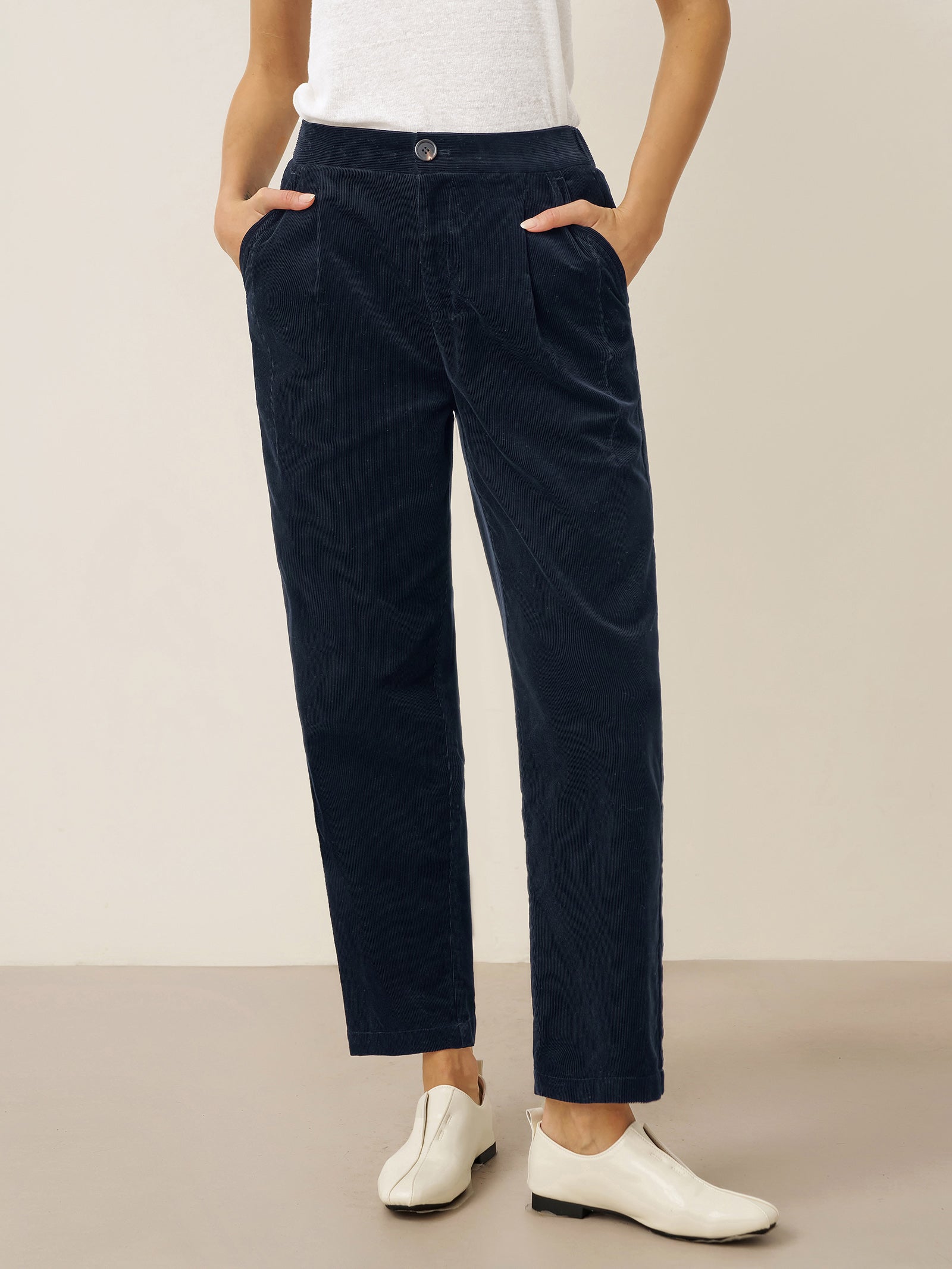 Cotton Elastic Waist Tapered Pants NIKKI