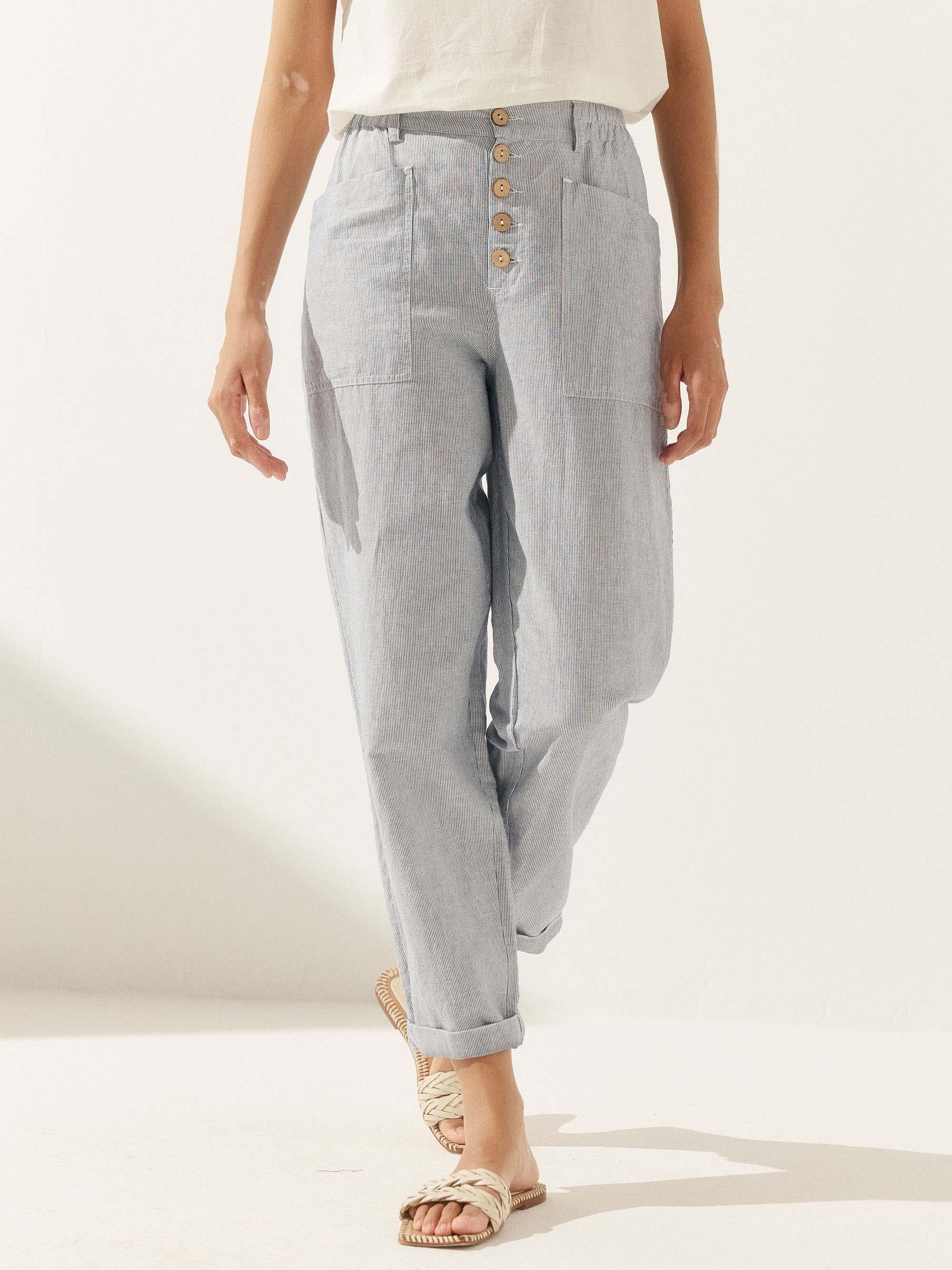 Linen Simple Button Fly Trousers HEIDI