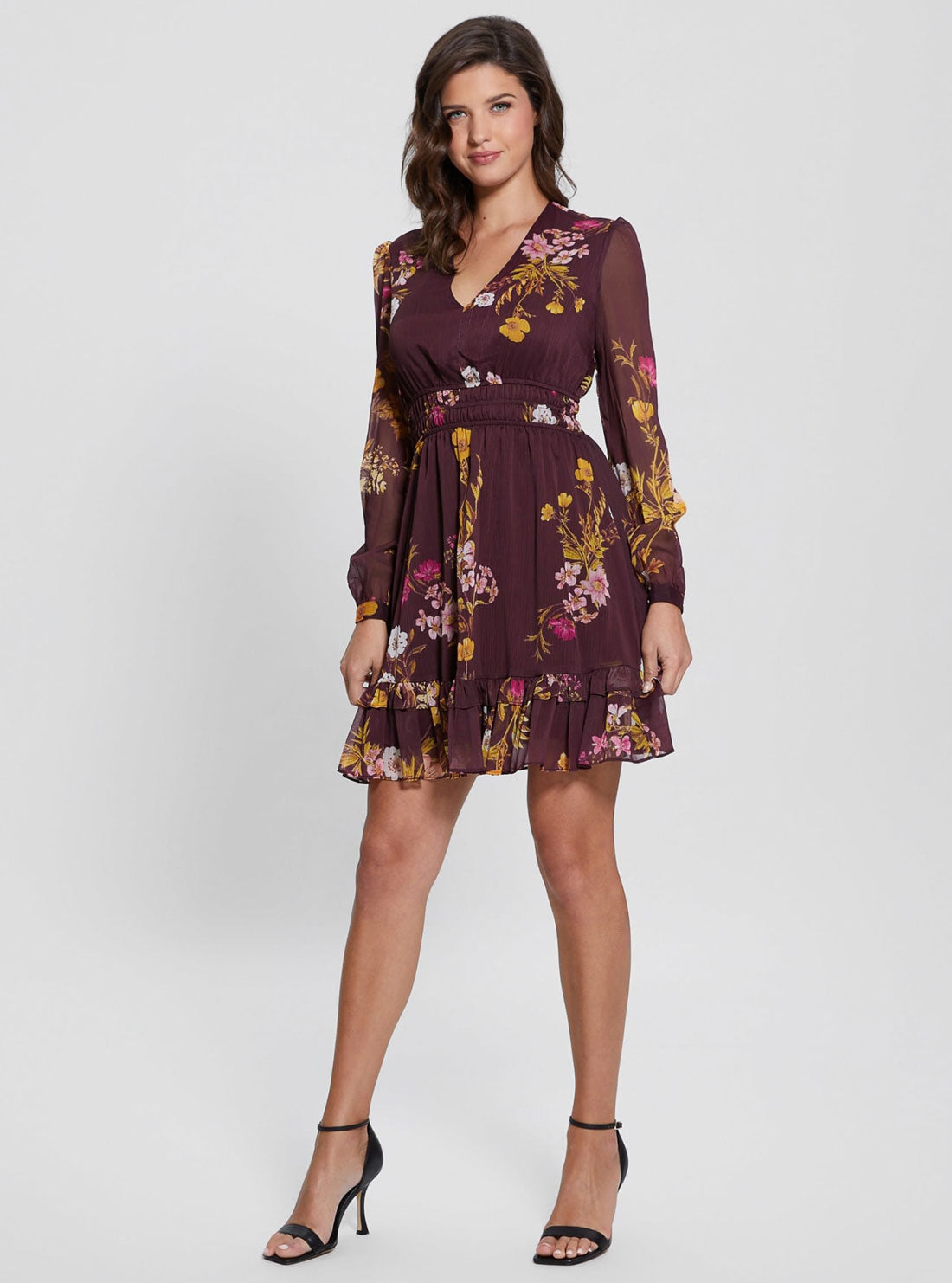 Eco Maroon Floral Brigida Mini Dress