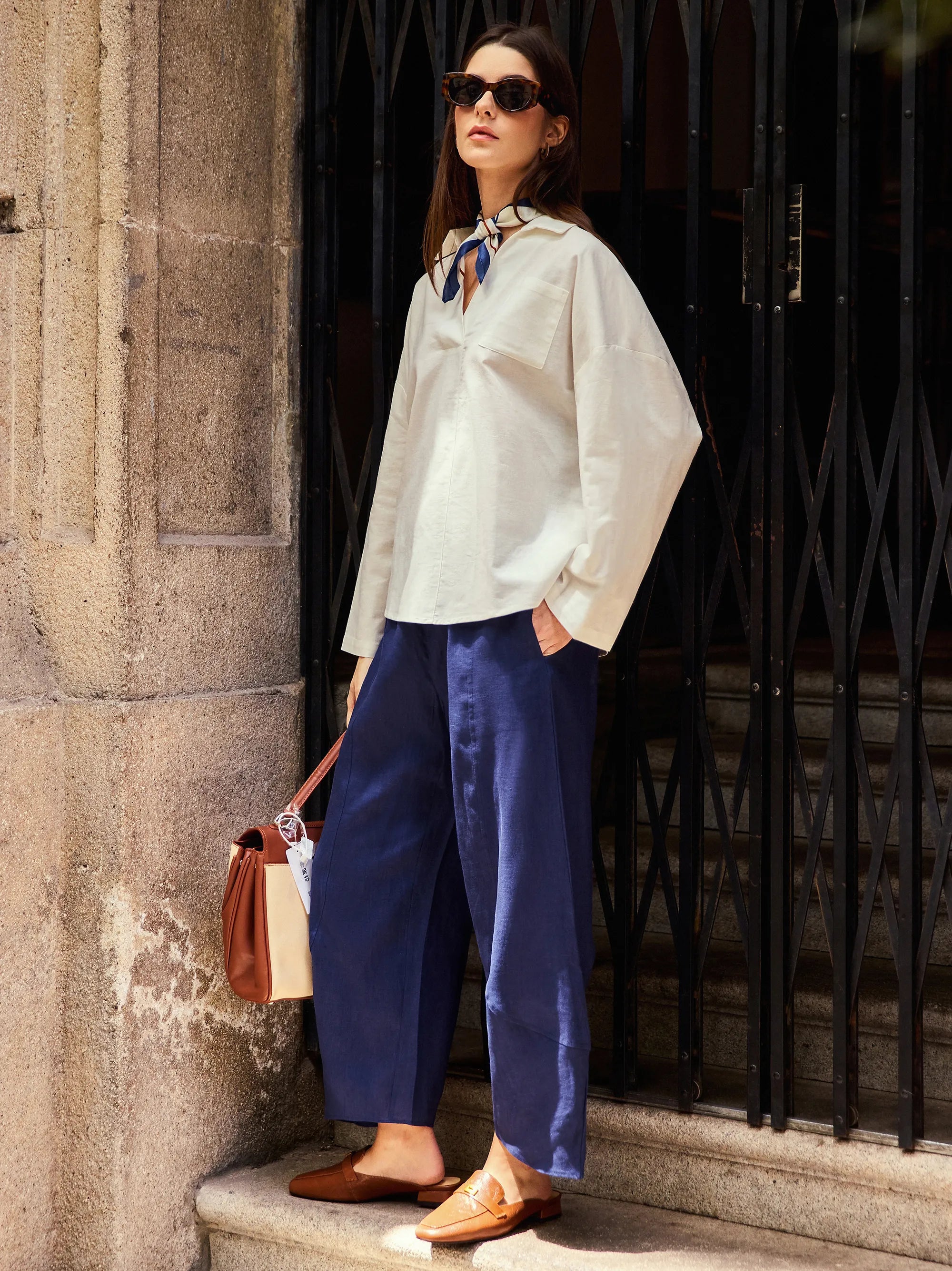 Linen Oversized Fit Pocket Shirt ELOWEN