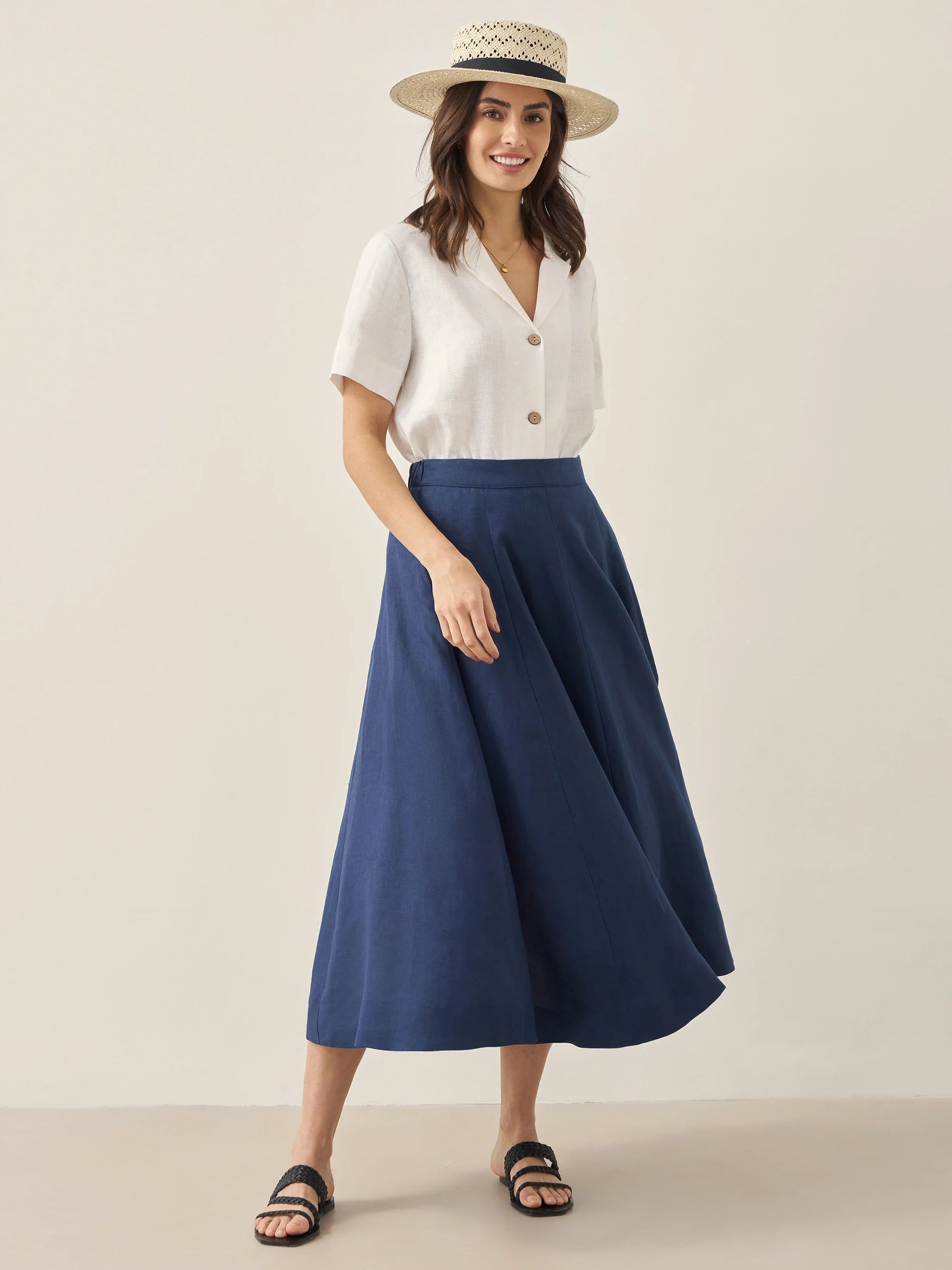 100% Linen Button-Up Short Sleeve Shirt ORENDA