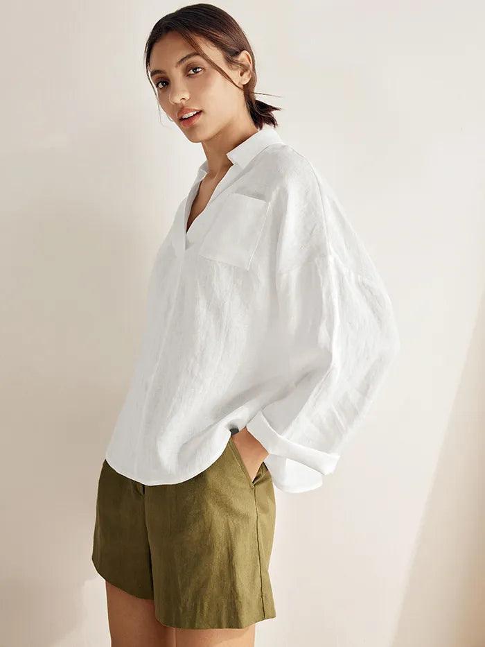Linen Oversized Fit Pocket Shirt ELOWEN