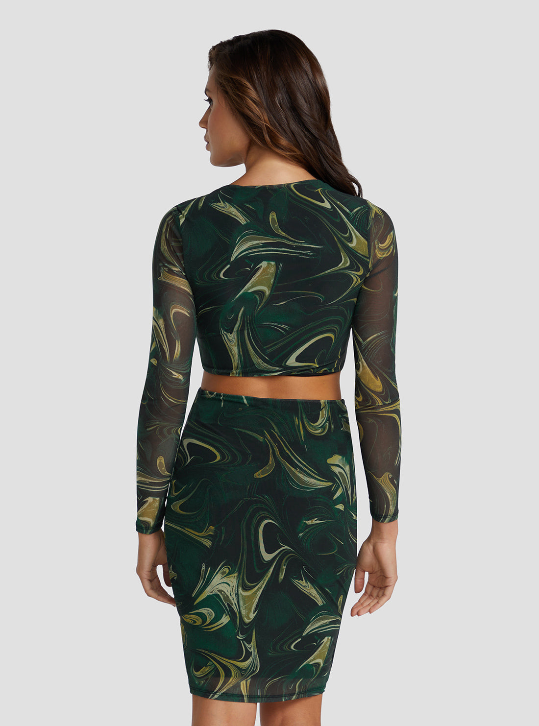Eco Marble Green Print Lainey Mini Dress.