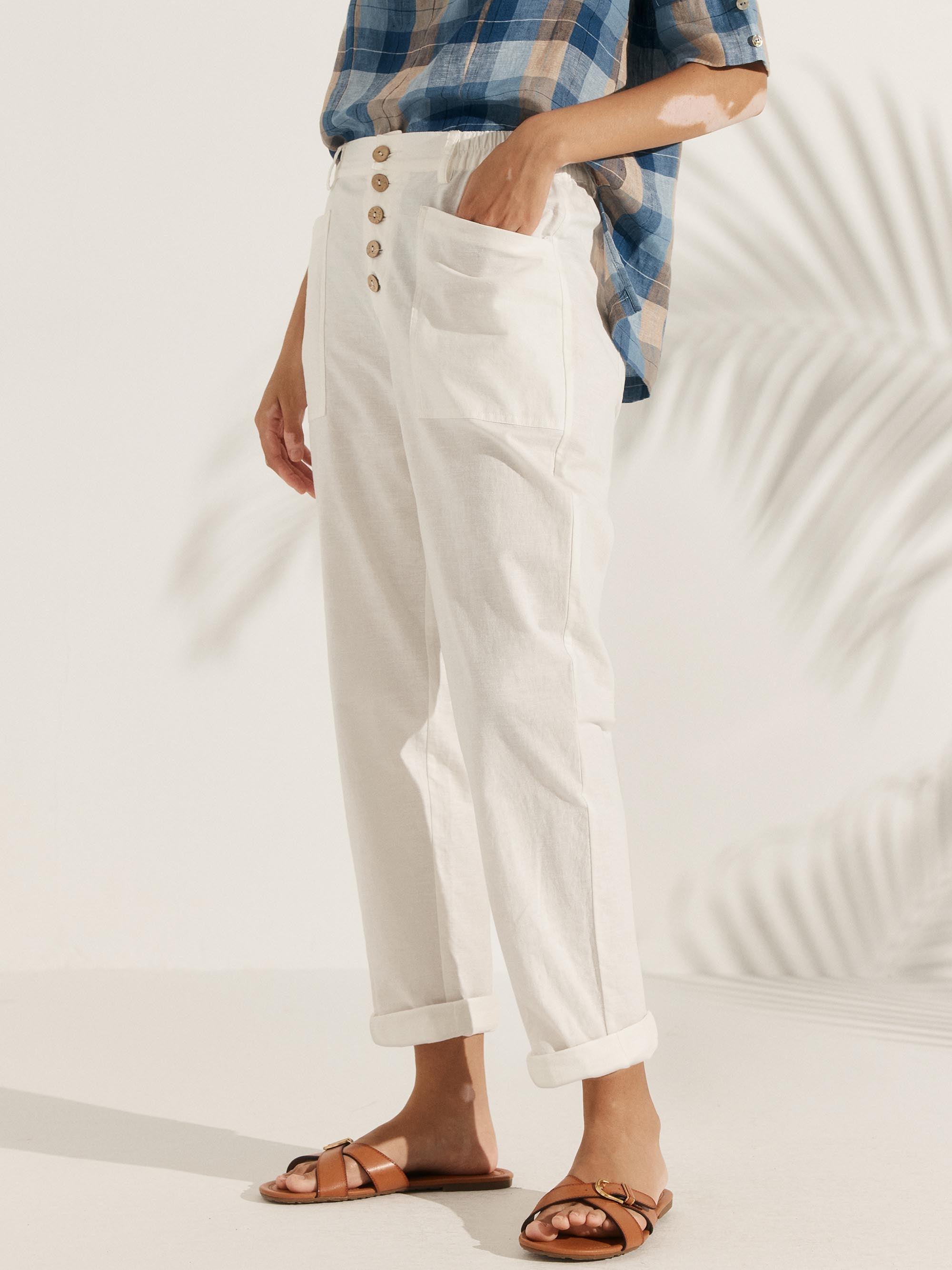 Linen Simple Button Fly Trousers HEIDI