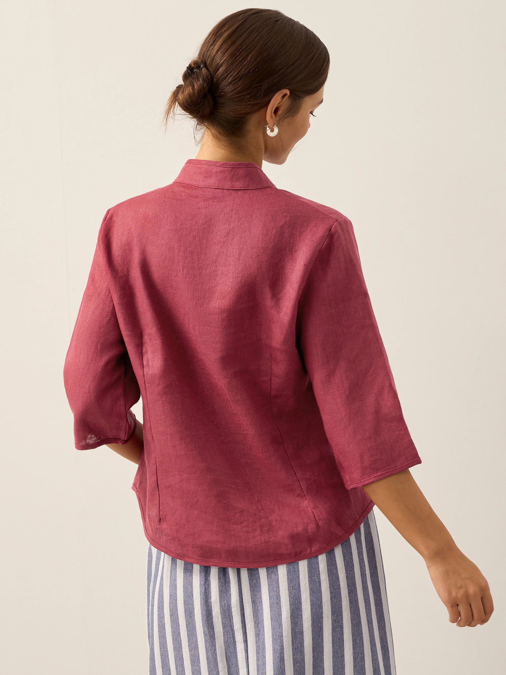 100% Linen Hand Button Fitted Jacket AMELIA