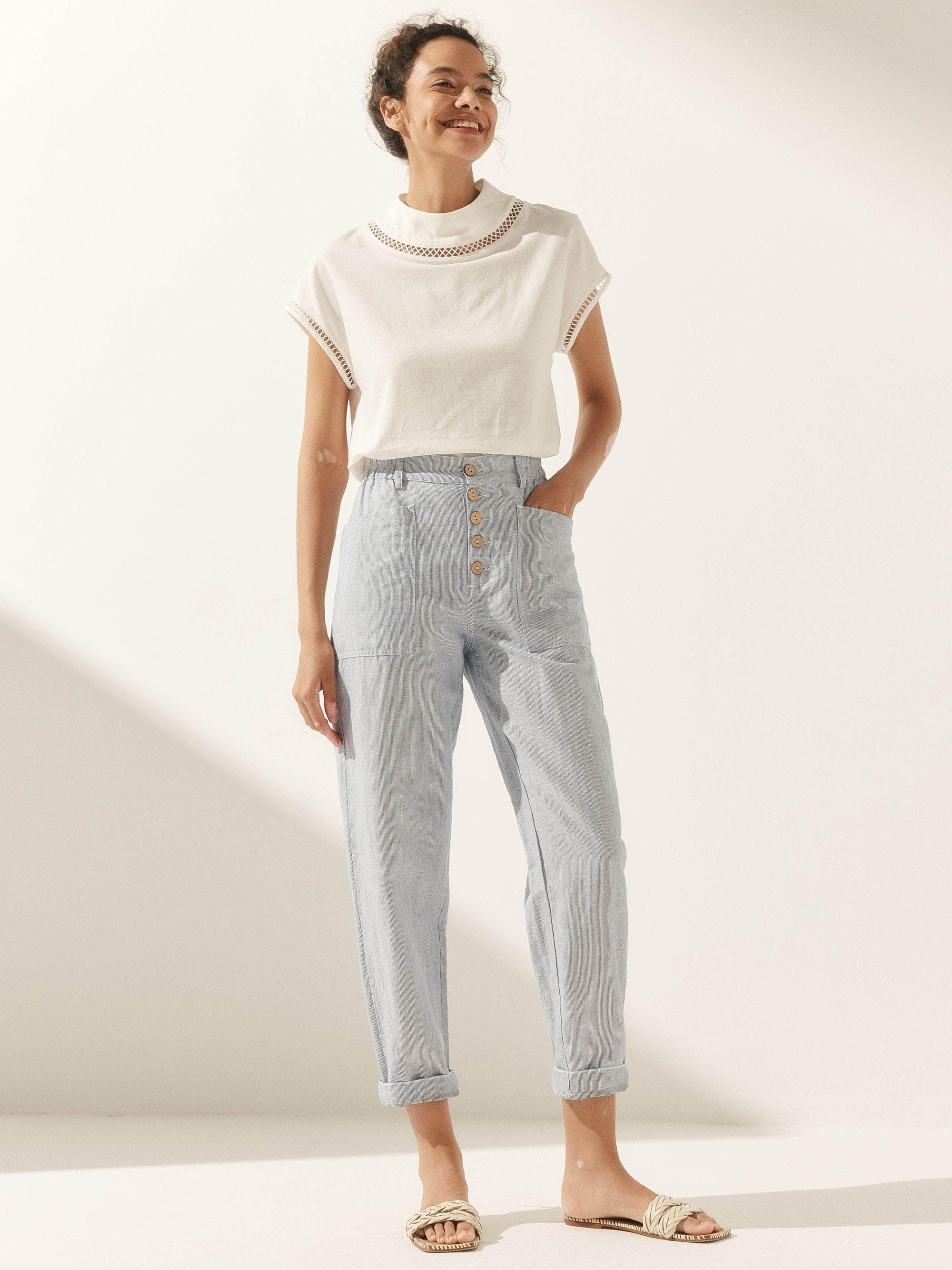 Linen Simple Button Fly Trousers HEIDI