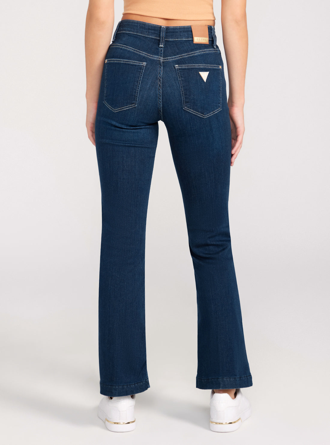 Mid-Rise Sexy Bootleg Cut Denim Jeans In Dark Wash