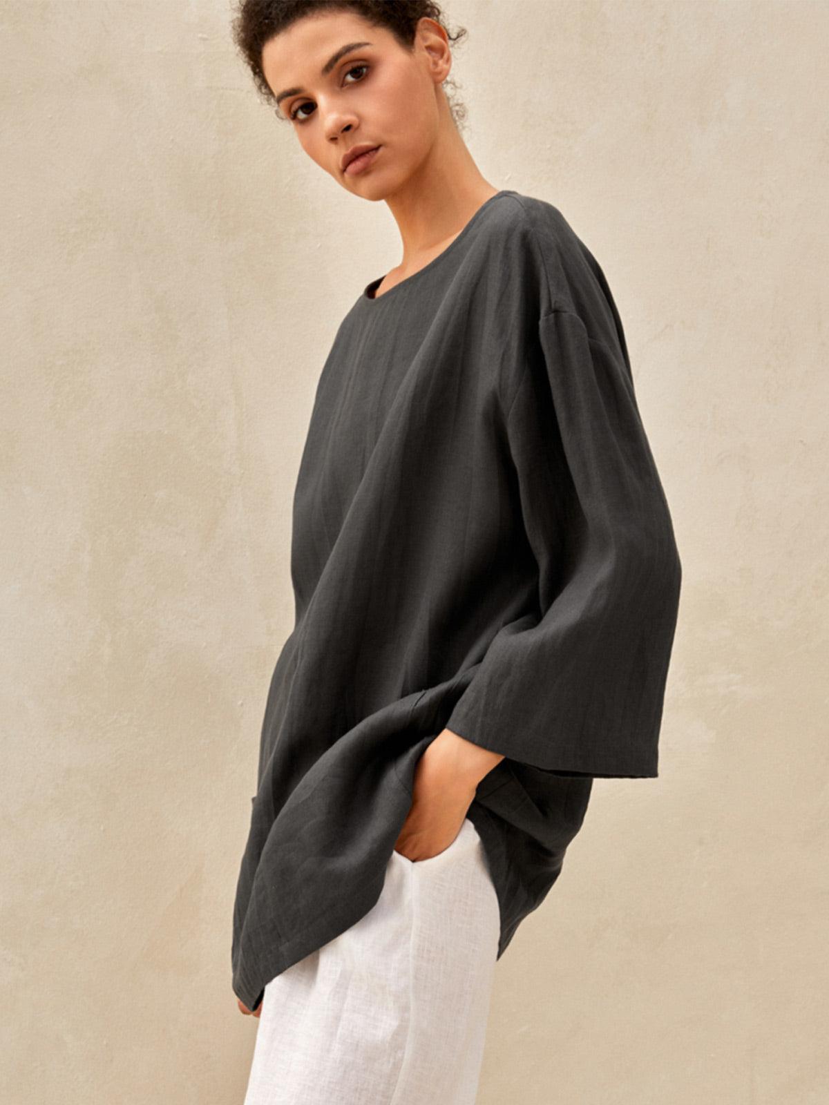100% Linen Loose Long Shirt LILY
