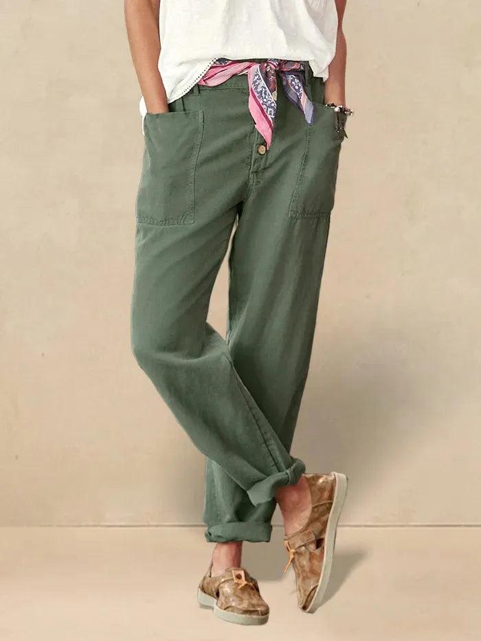 Linen Simple Button Fly Trousers HEIDI