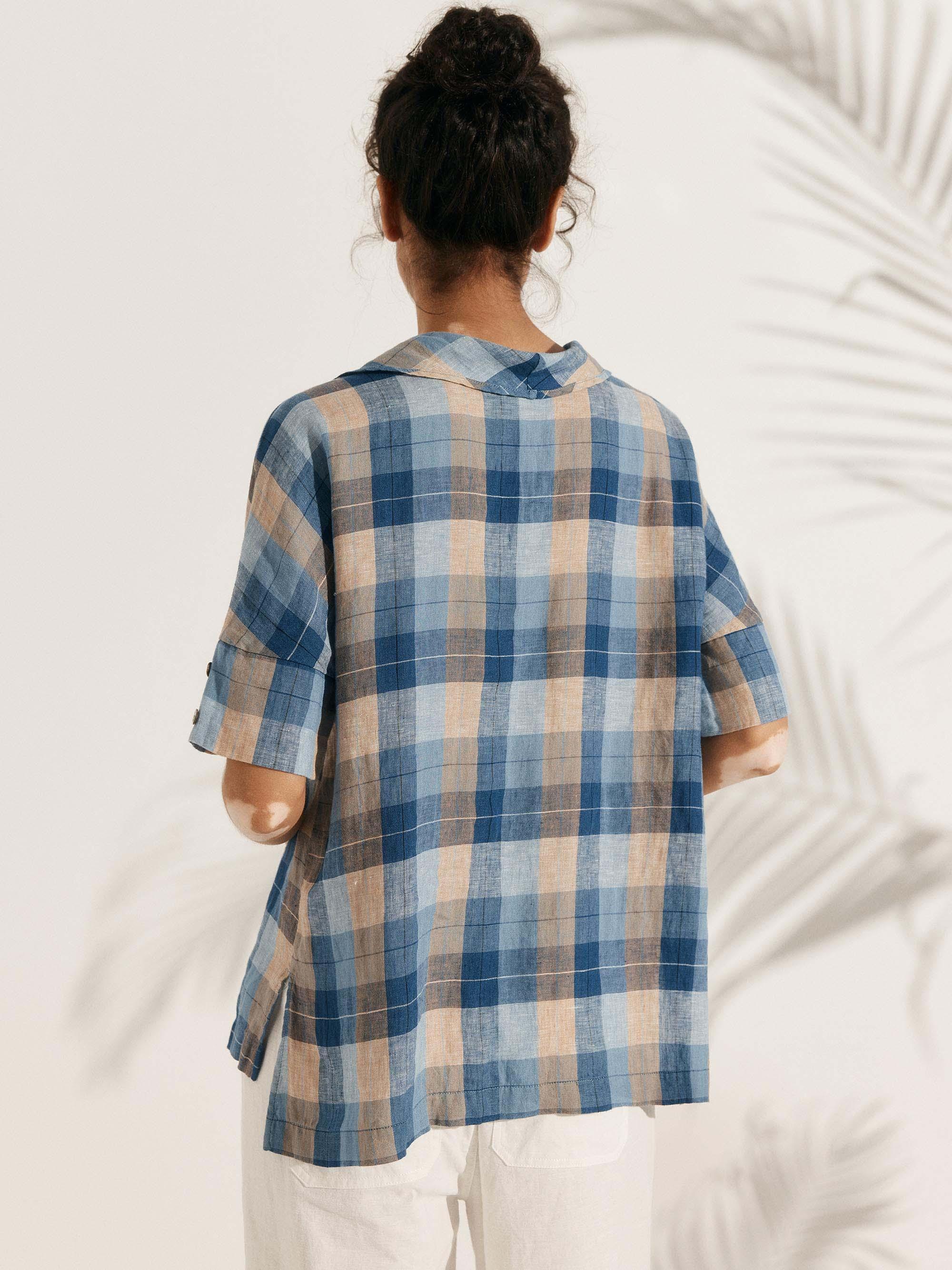 100% Linen V-Neck Short Sleeve Shirt SIERRA