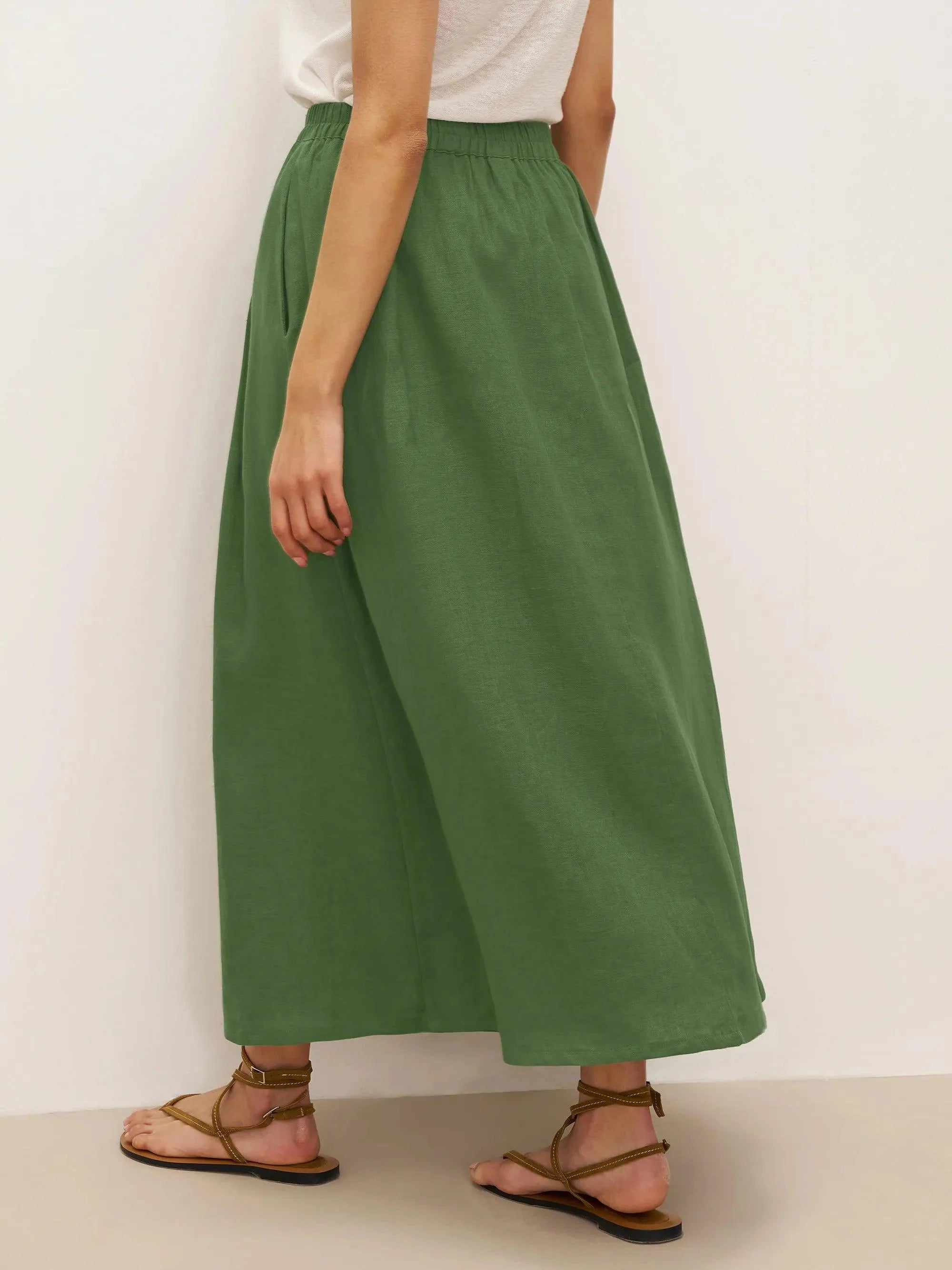 100% Linen A-Line Waist-Tied Skirt LENA