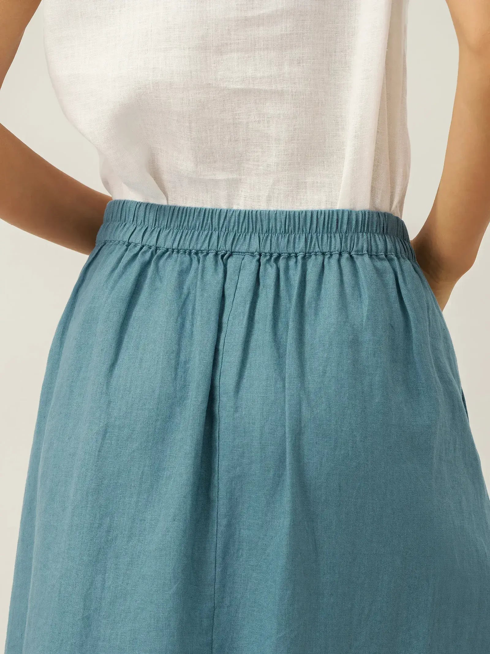 100% Linen Angled Closure Wrap Skirt FRESSA