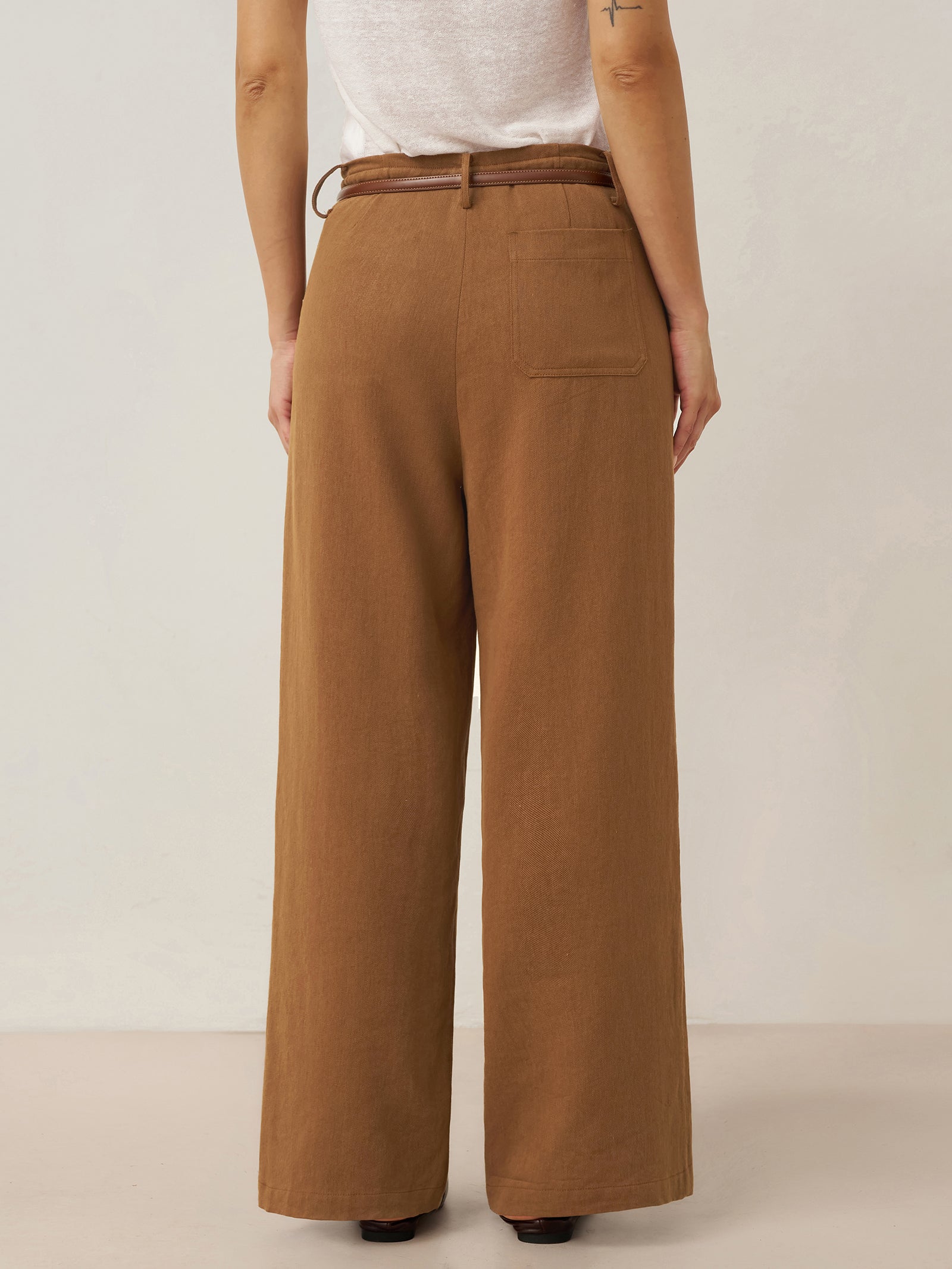 Tencel Linen Drawstring Straight Leg Pants RACHEL