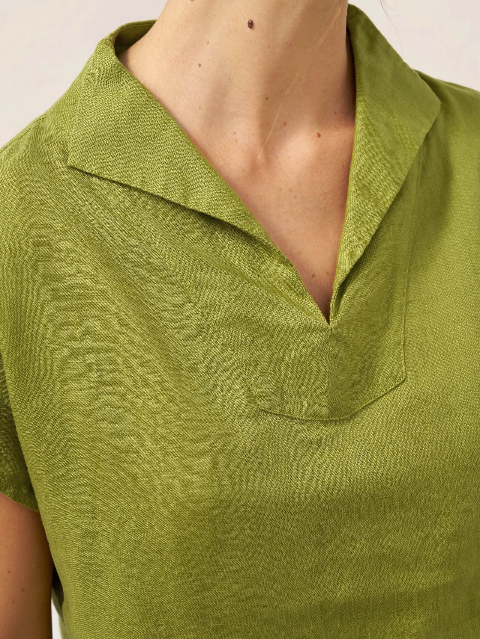 100% Linen Collared Cap Sleeve Top IVY
