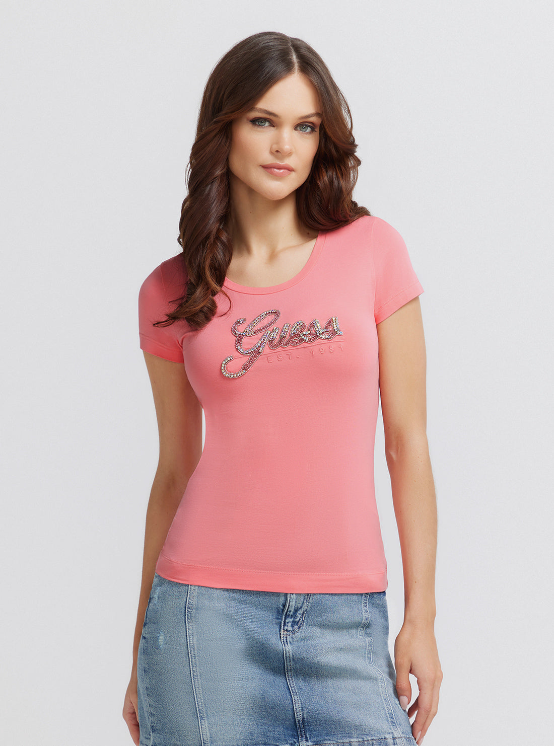 Eco Pink Rhinestone Logo T-Shirt