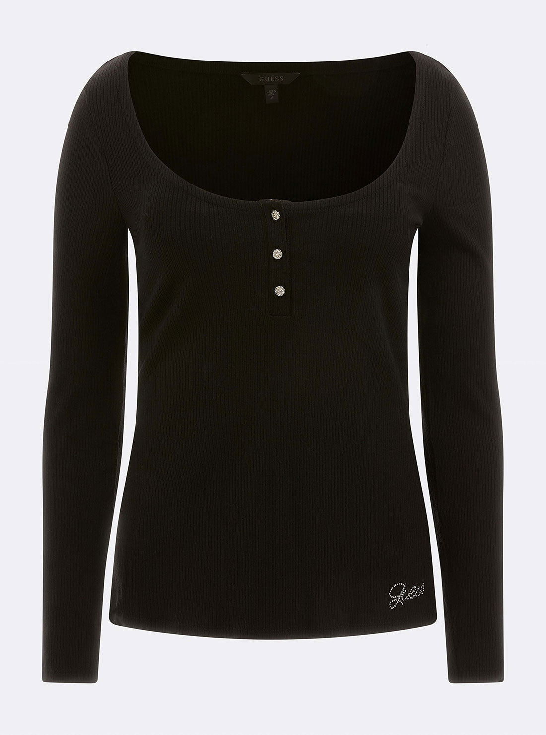 Eco Black Karlee Long Sleeve Henley T-Shirt