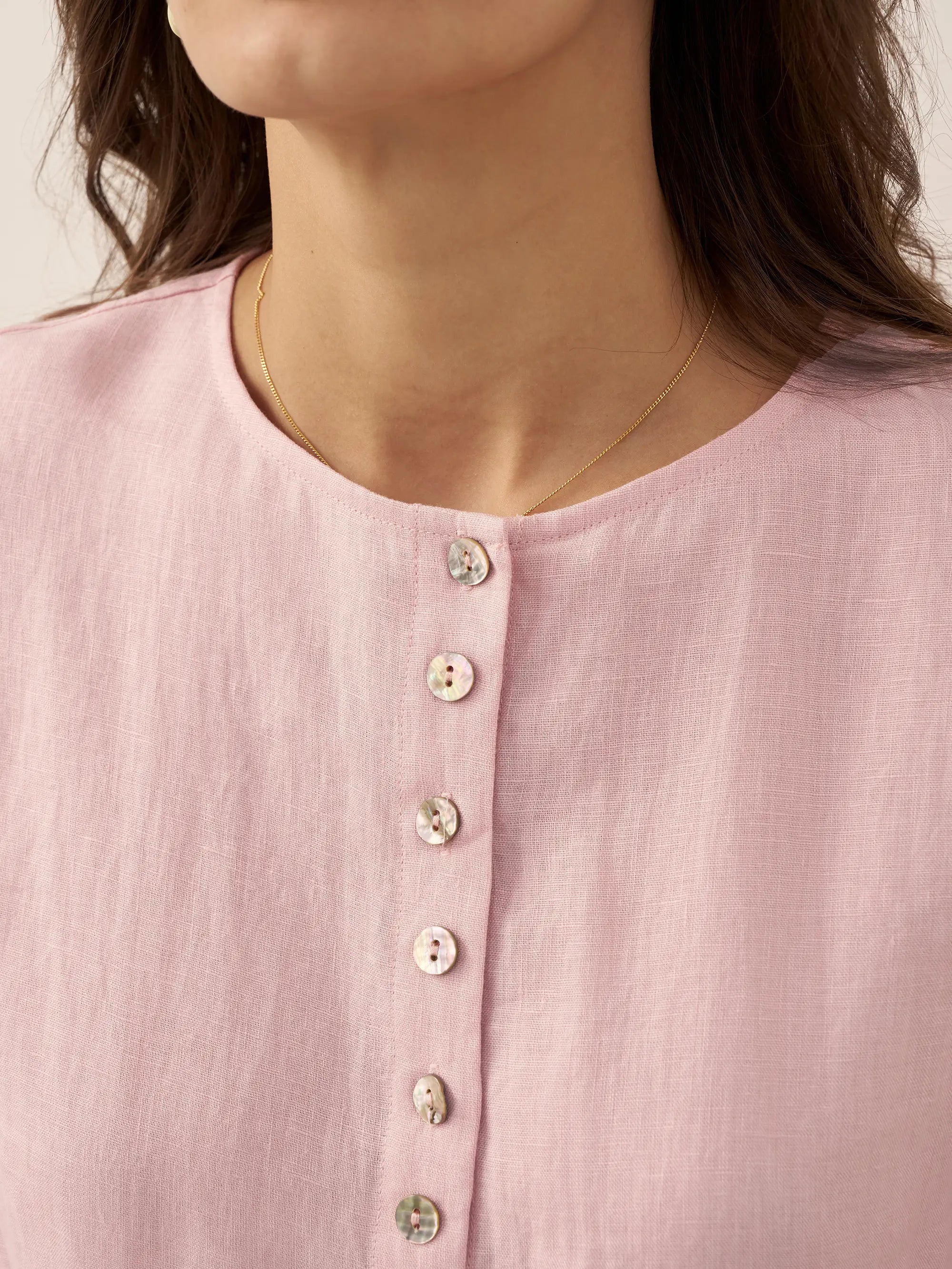 100% Linen Button-Front Drop Shoulder Shirt EASTER