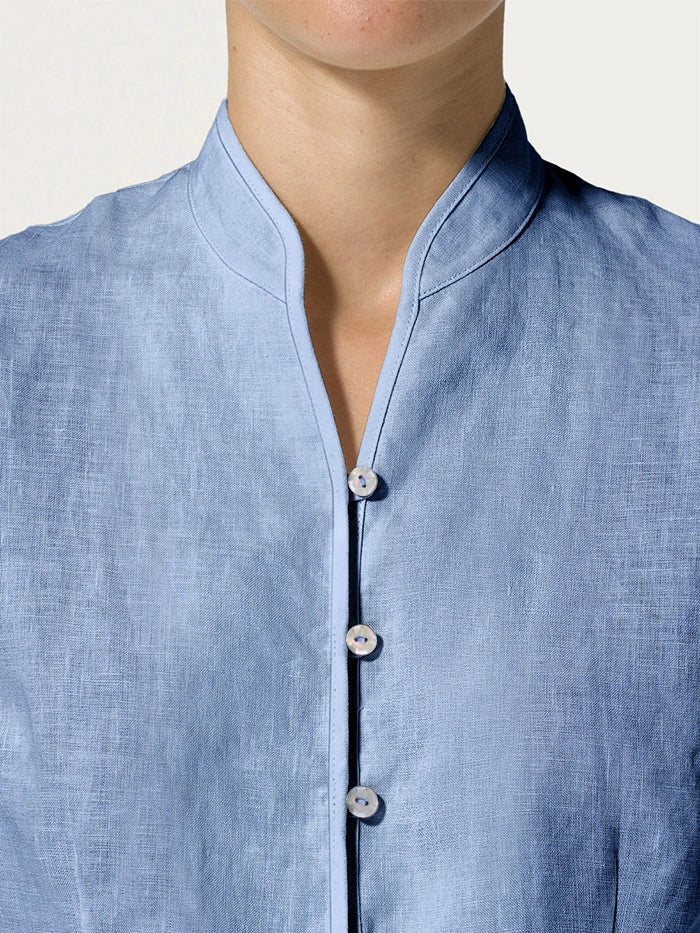 100% Linen Hand Button Fitted Jacket AMELIA