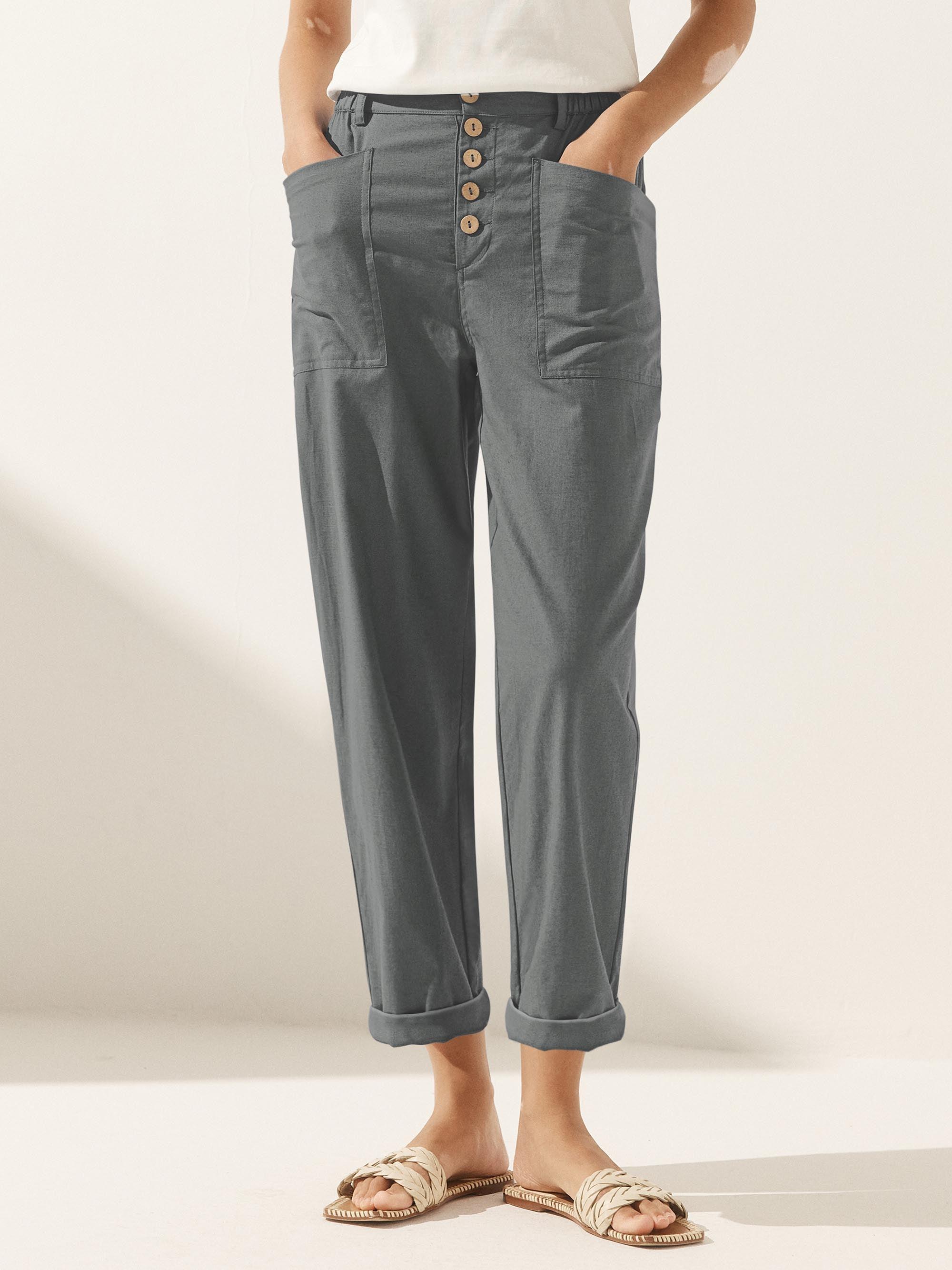 Linen Simple Button Fly Trousers HEIDI