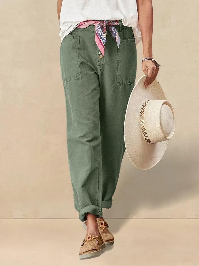 Linen Simple Button Fly Trousers HEIDI