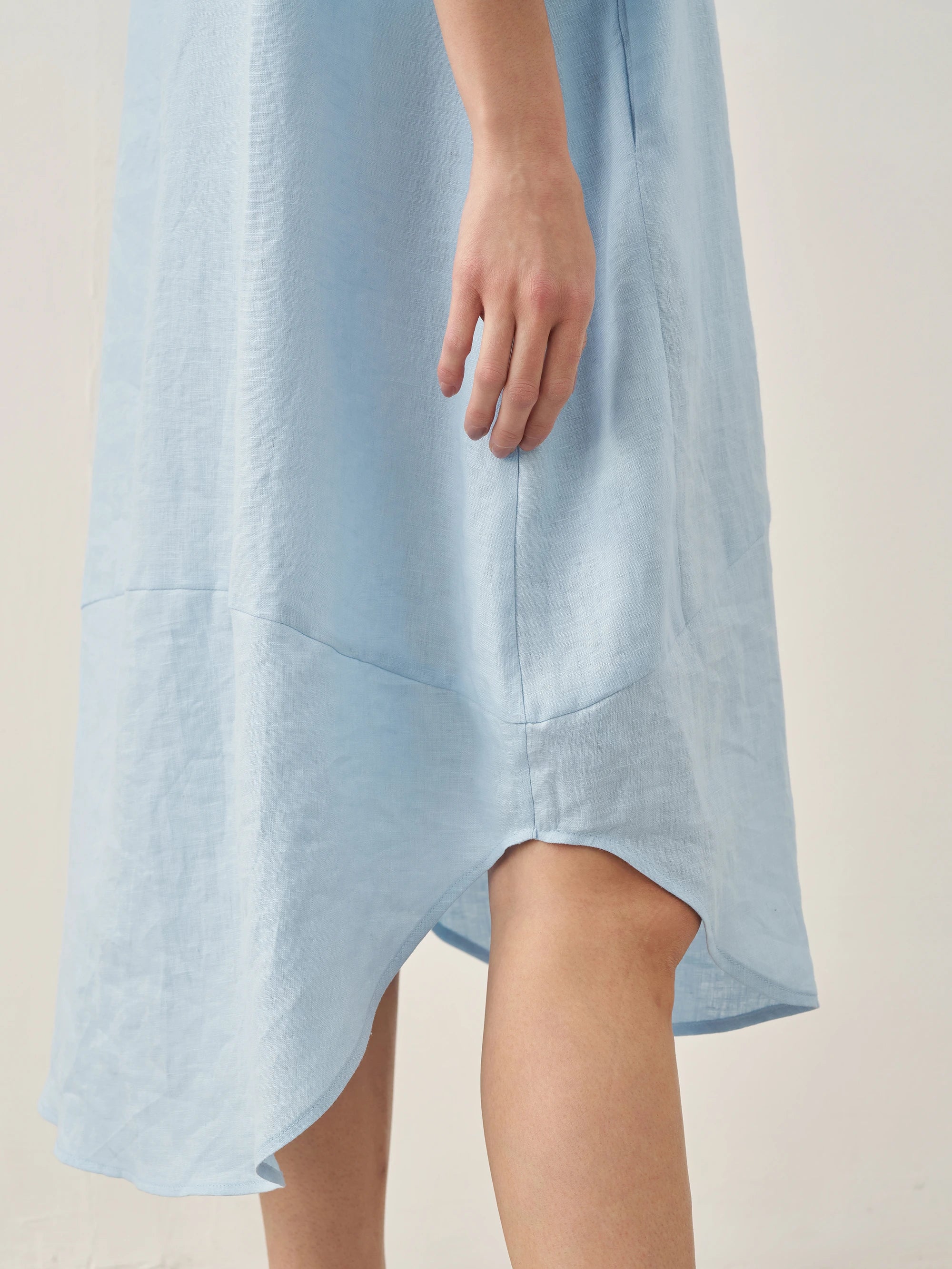 100% Linen Bateau Neck Midi Dress BROOKE