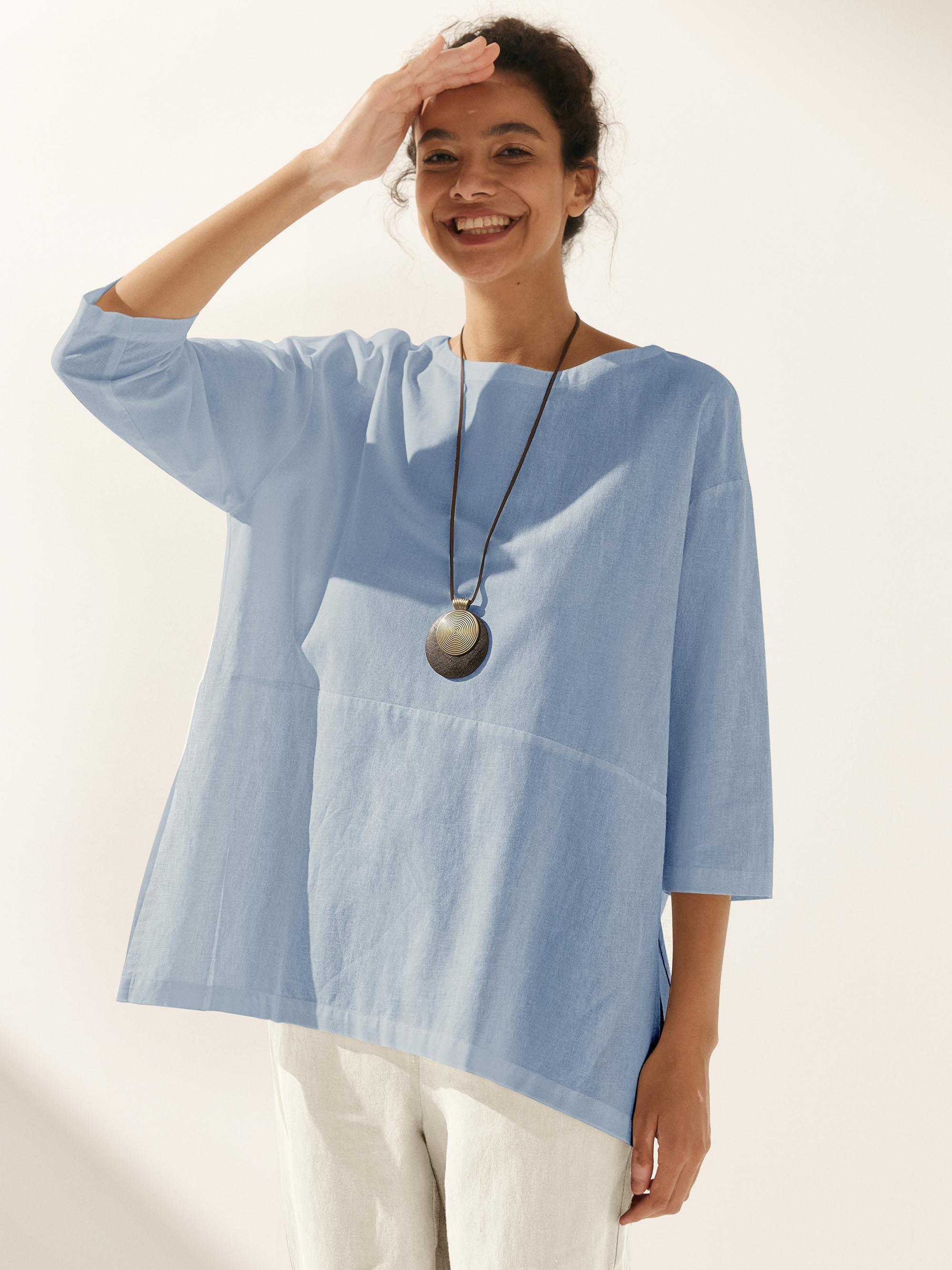 Linen White Boat Neck Oversized Top AVA
