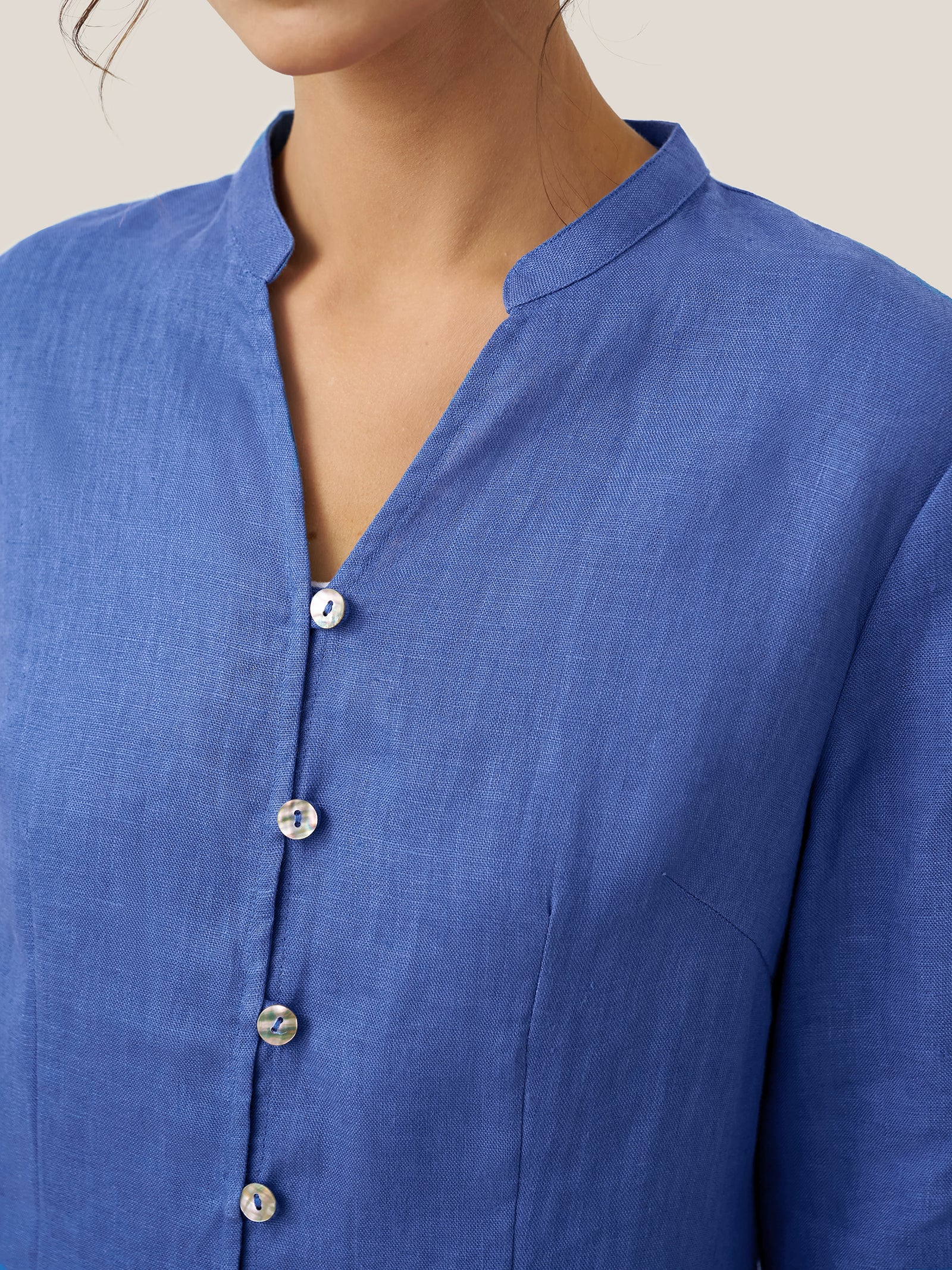 100% Linen Hand Button Long Top DILLON