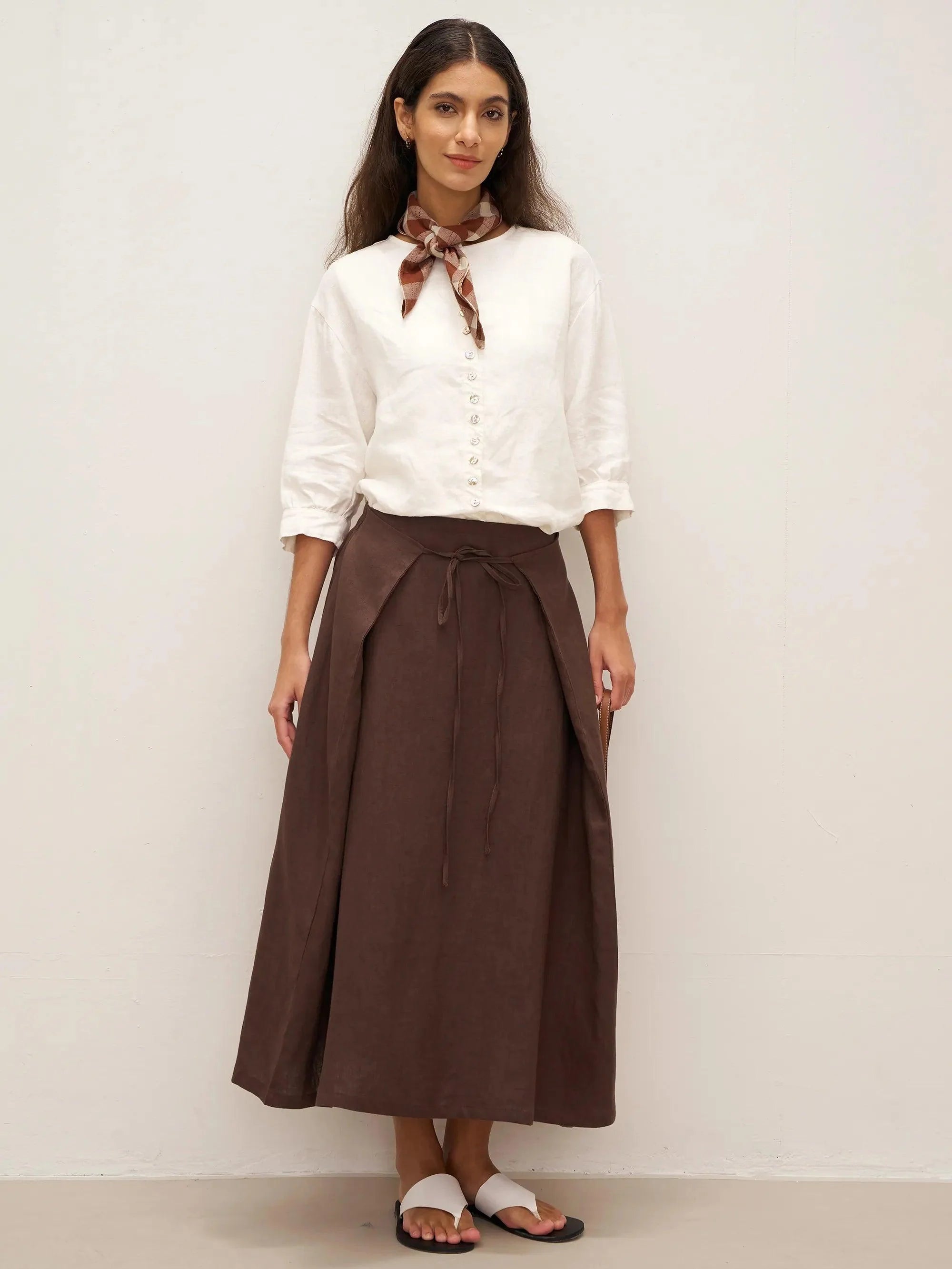 100% Linen Button-Front Drop Shoulder Shirt EASTER