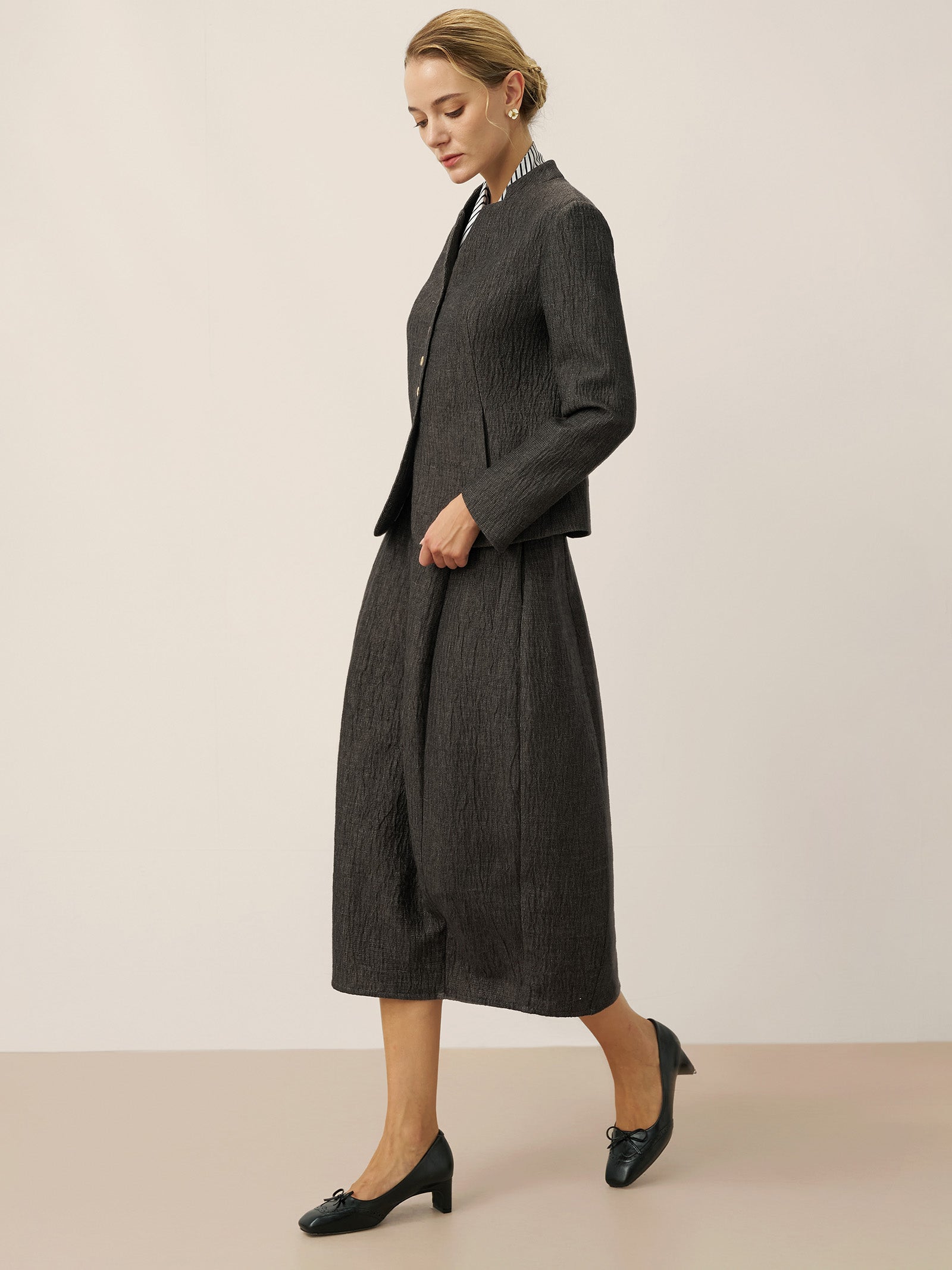 Linen Cocoon-Shaped Elastic Waist Skirt RHIANNON