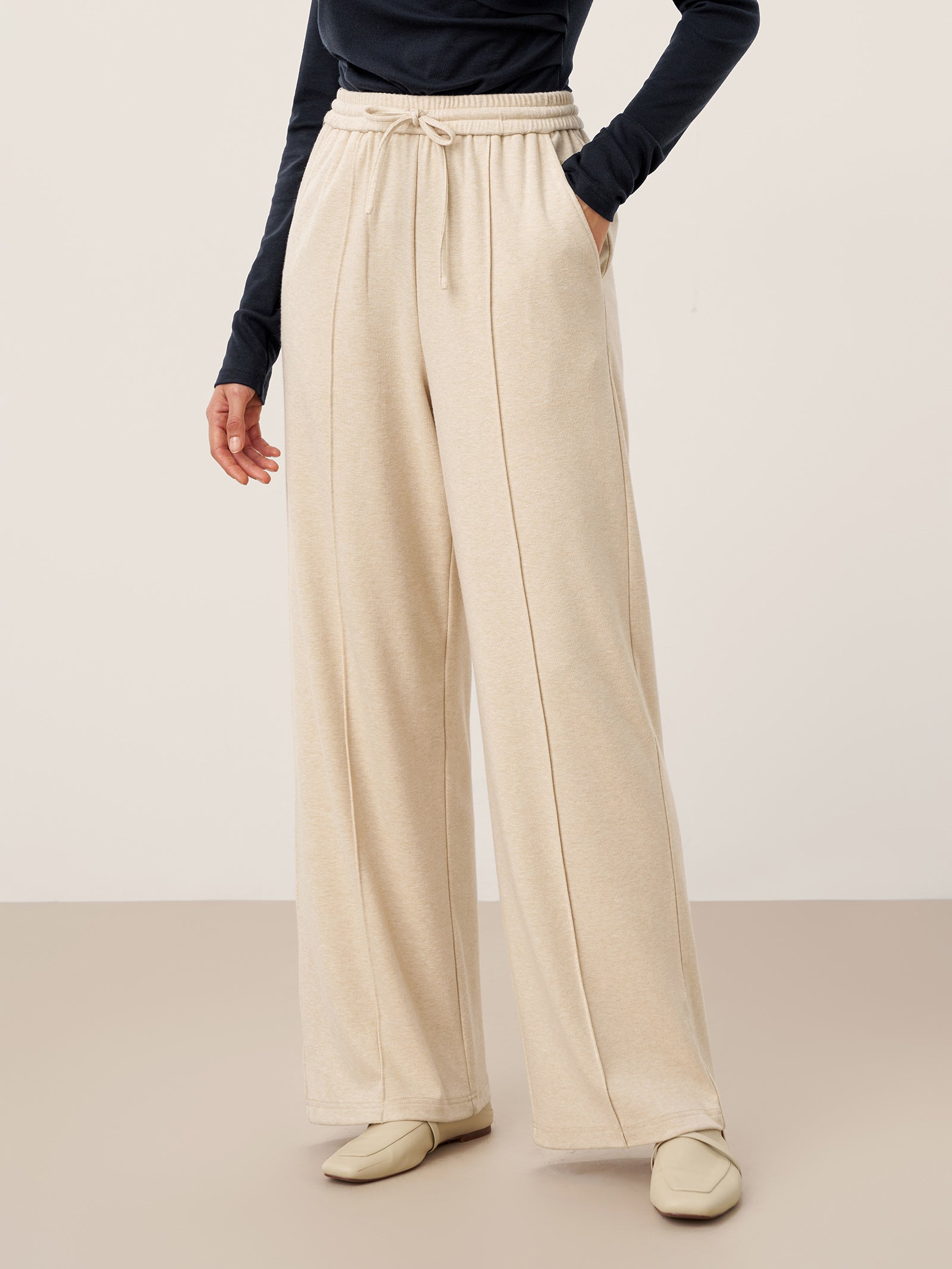 Lyocell-Wool Sculpted Pin-Tuck Drawstring Straight Trousers TAMSIN