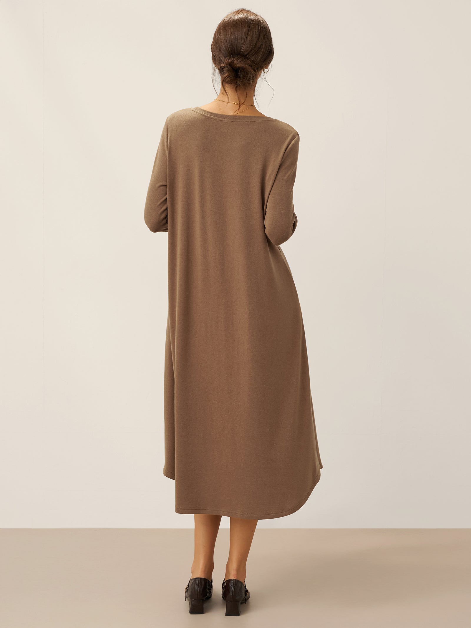 A-Line Curved Hem Stretch Maxi Dress KAYLA