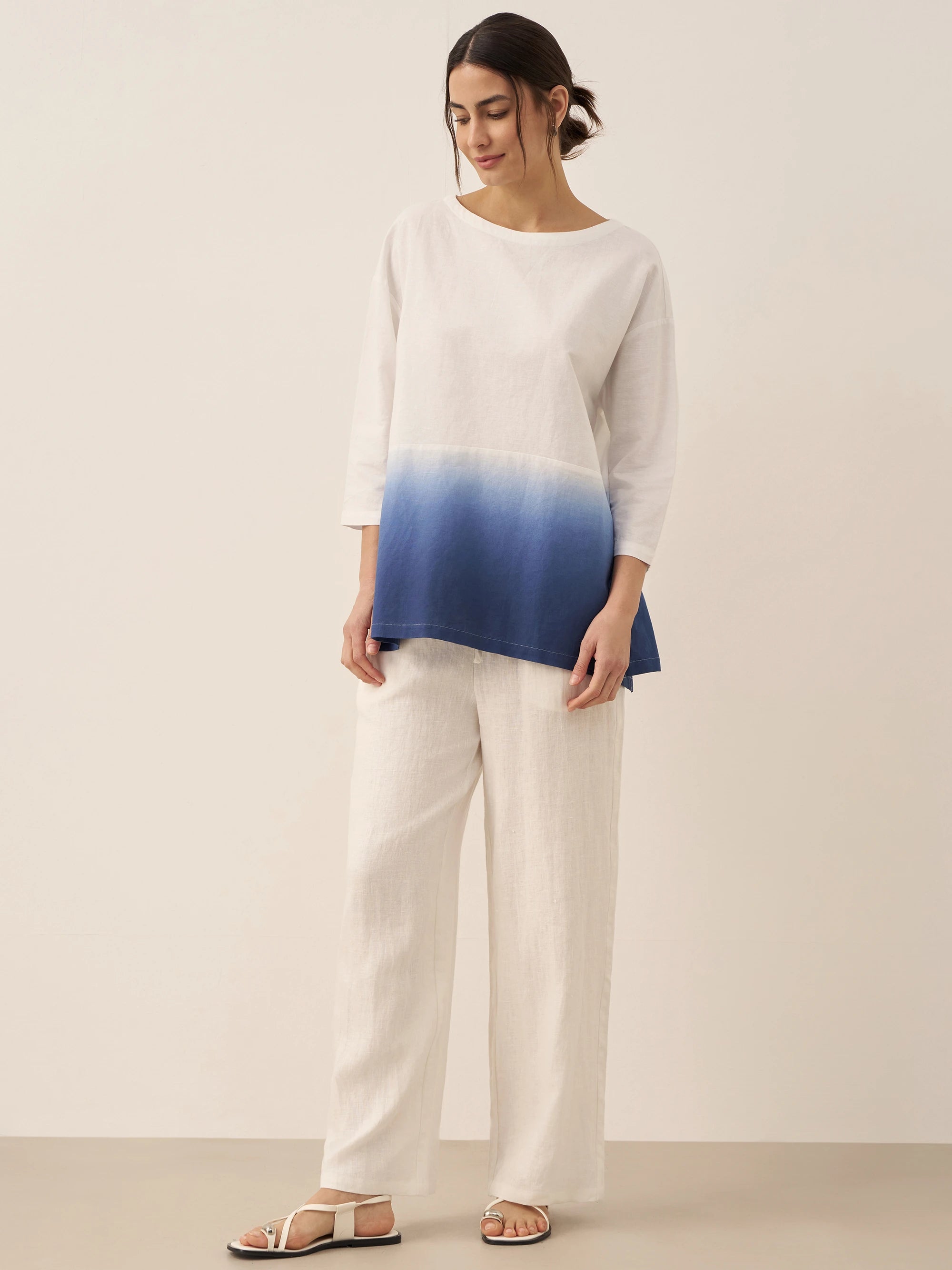 Linen White Boat Neck Oversized Top AVA