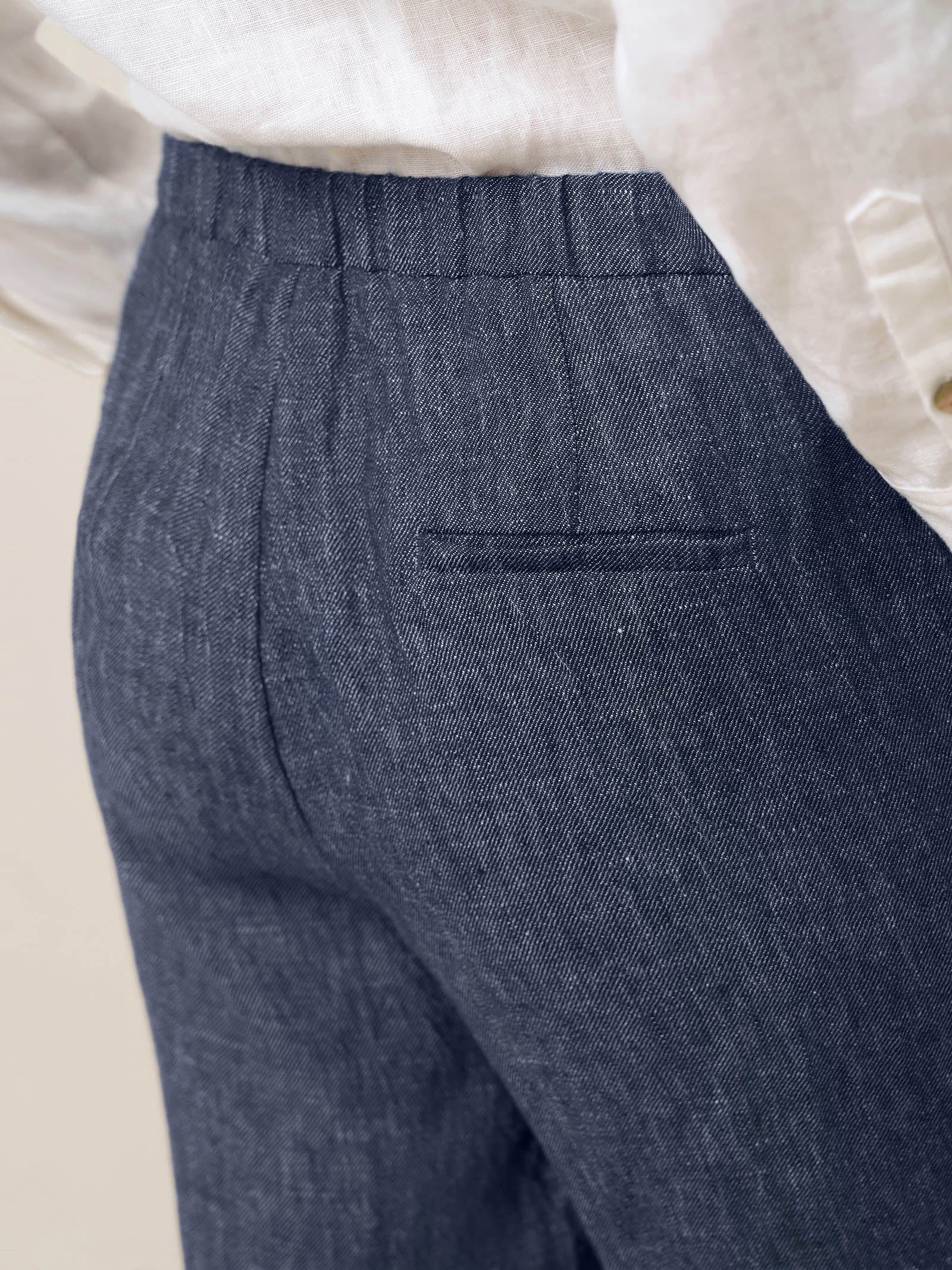 100% Linen Denim Texture Tapered Pants LAYLA