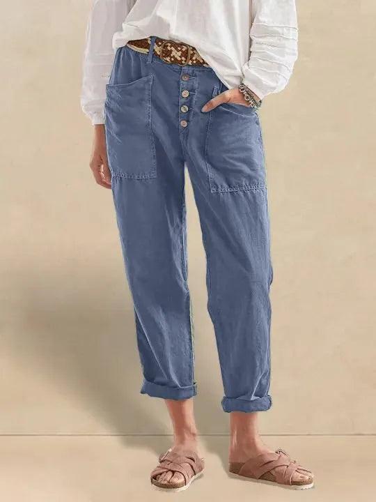 Linen Simple Button Fly Trousers HEIDI